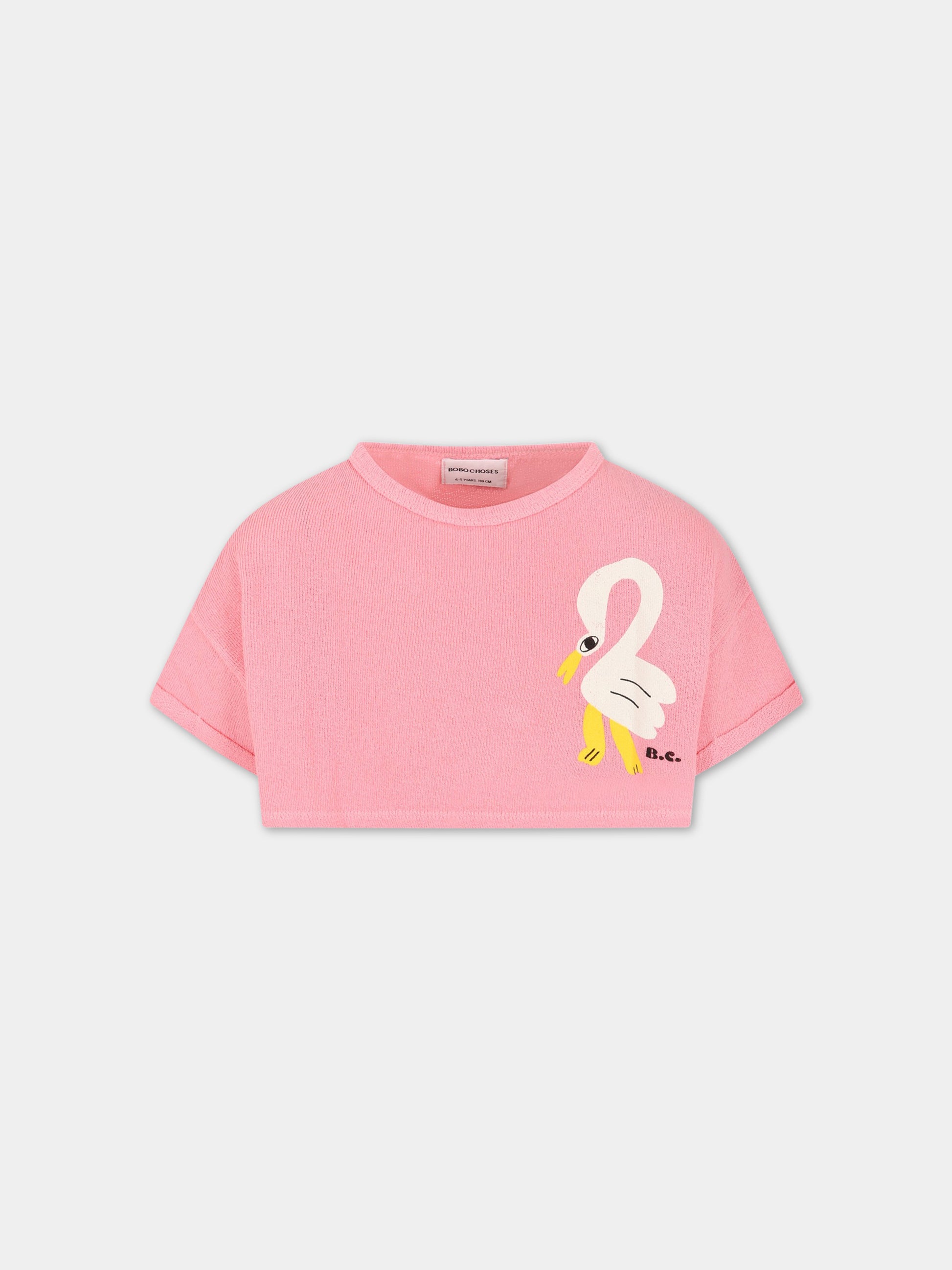 Felpa rosa per bambina con logo,Bobo Choses,123AC032