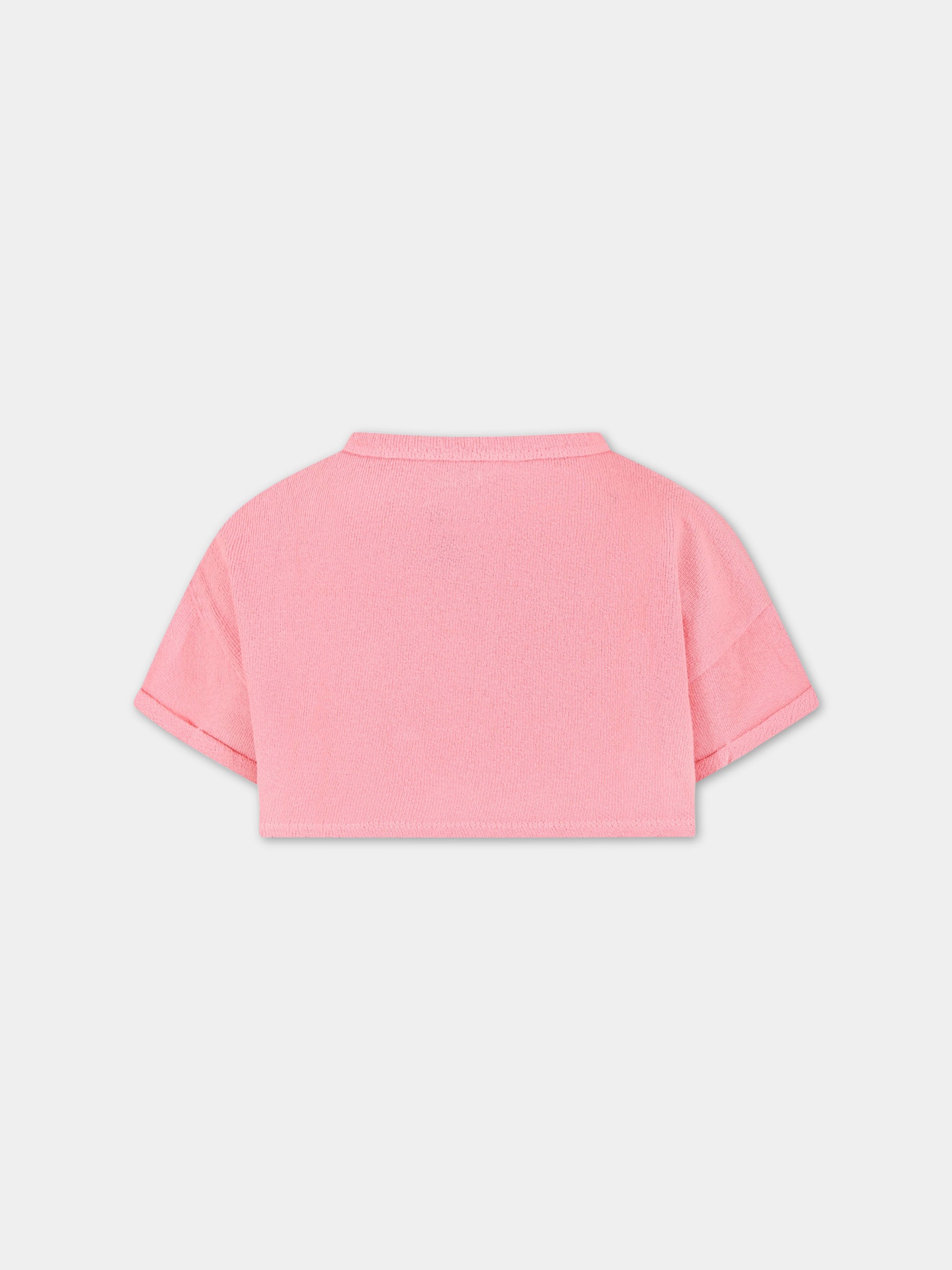 Felpa rosa per bambina con logo,Bobo Choses,123AC032