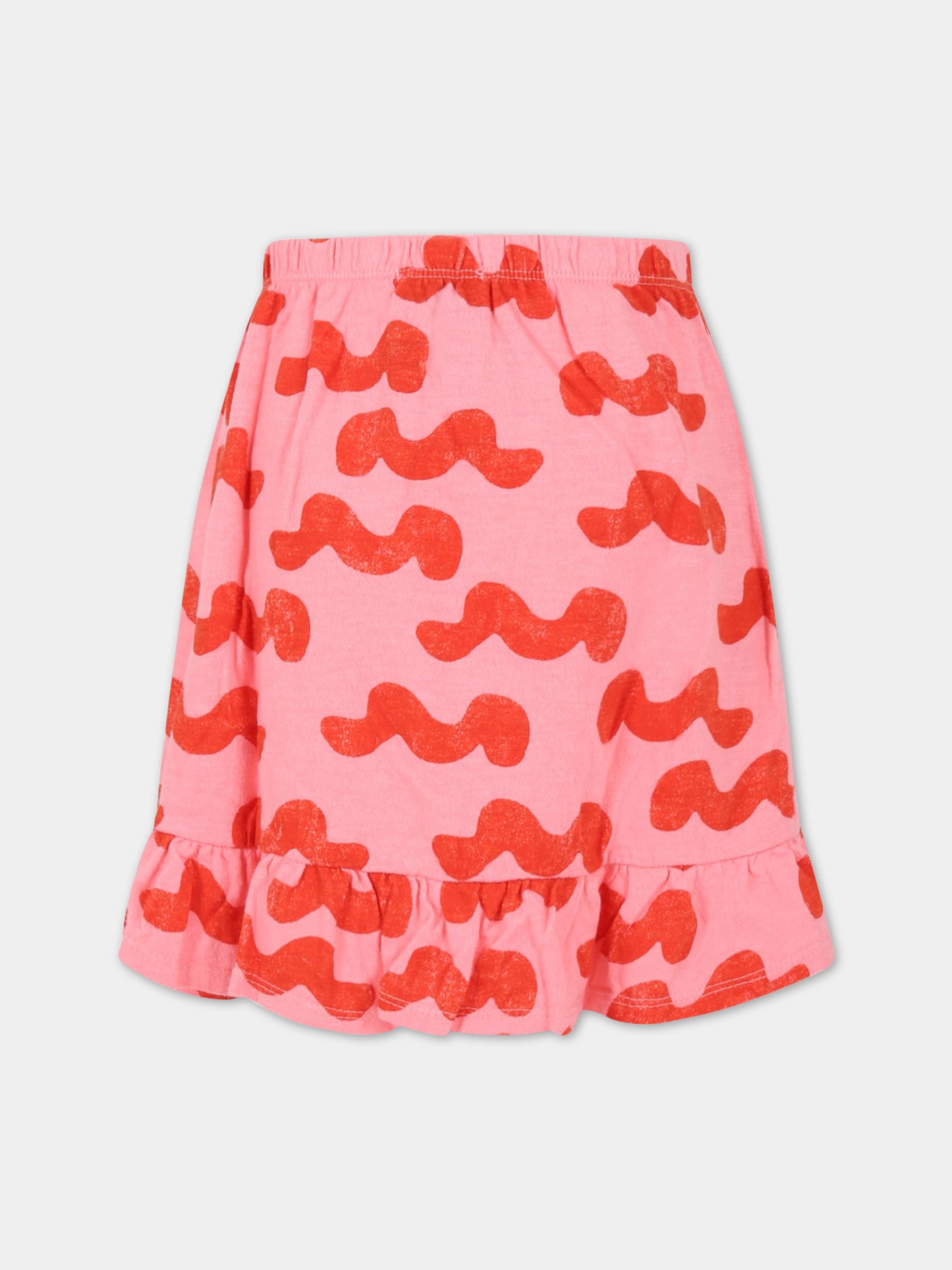 Gonna rosa per bambina con rouches e stampa all-over,Bobo Choses,123AC108