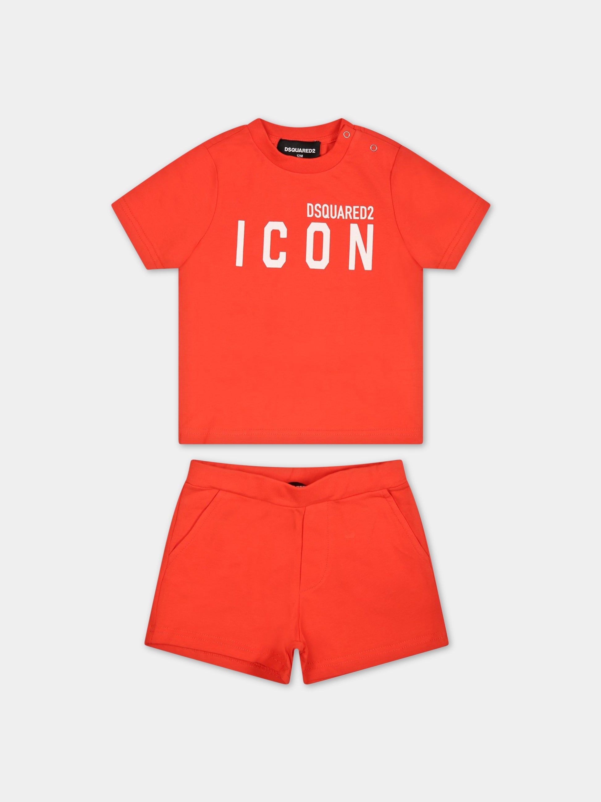 Completo rosso per neonato con logo,Dsquared2,DQ1038 D008J DQ221
