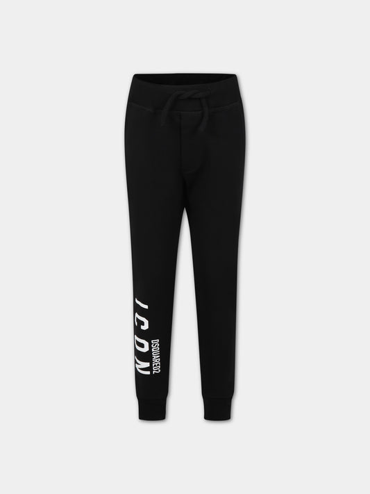 Pantaloni casual nero per bambino con logo,Dsquared2,DQ1672 D003G DQ900