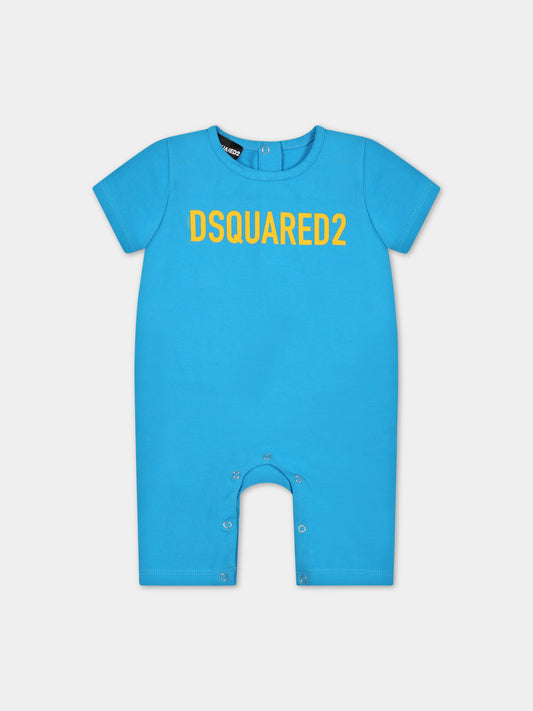 Pagliaccetto azzurro per neonato con logo,Dsquared2,DQ1776 D0A46 DQ817