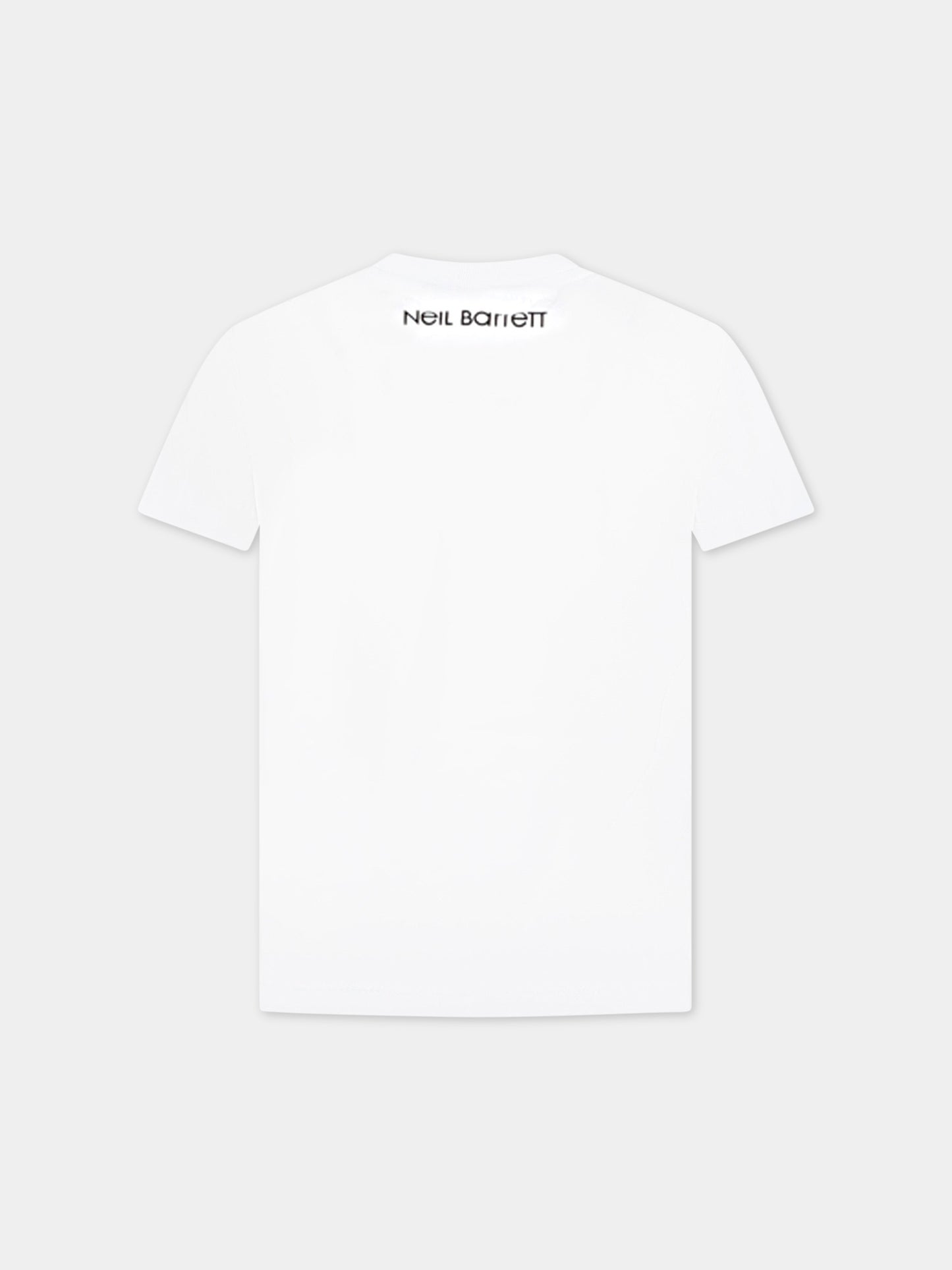 T-shirt bianca per bambino con iconiche saette,Neil Barrett Kids,033623 001