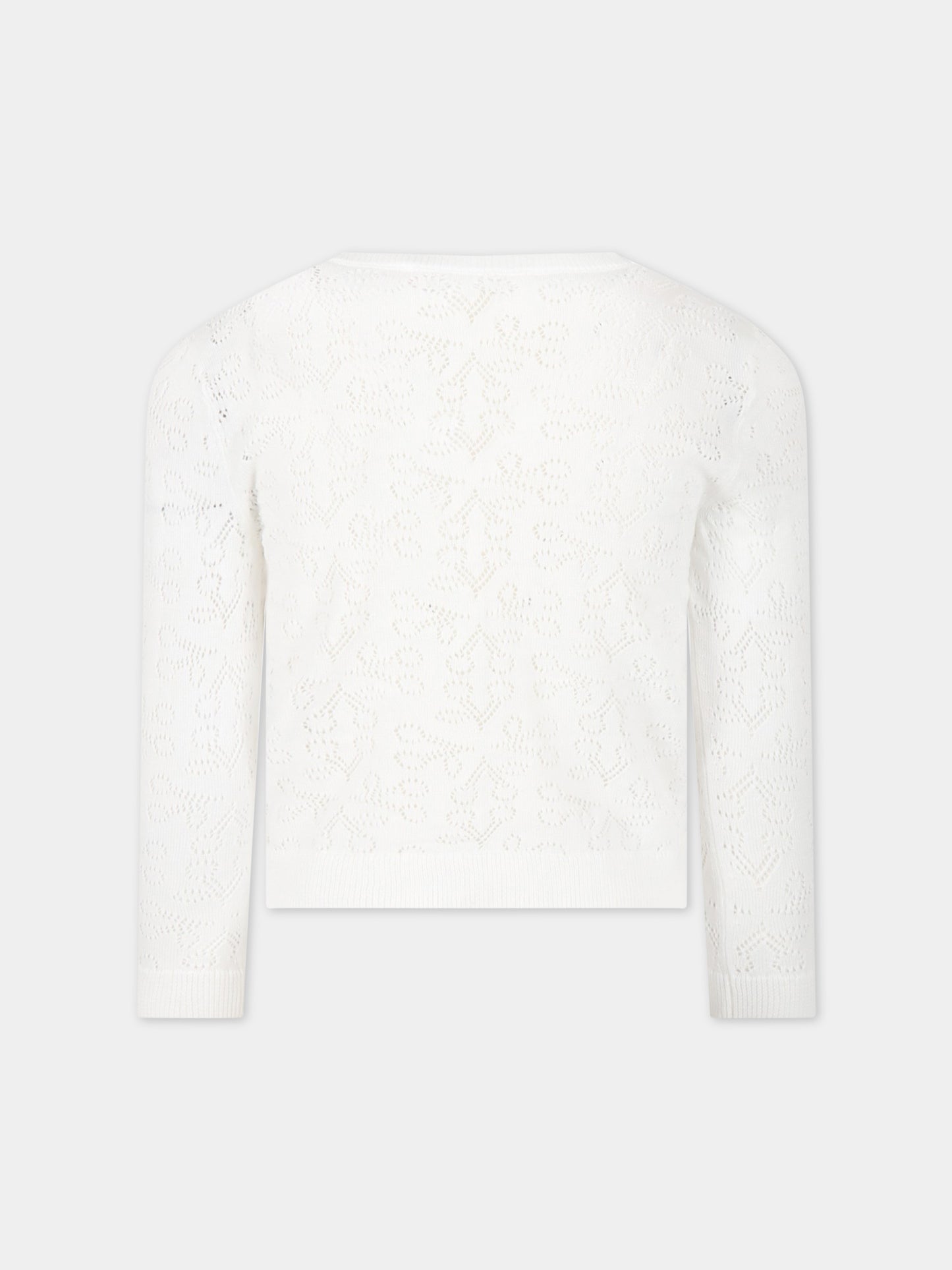 Cardigan avorio per bambina con iconiche ciliegie all-over,Bonpoint,S03GCAK00107 003