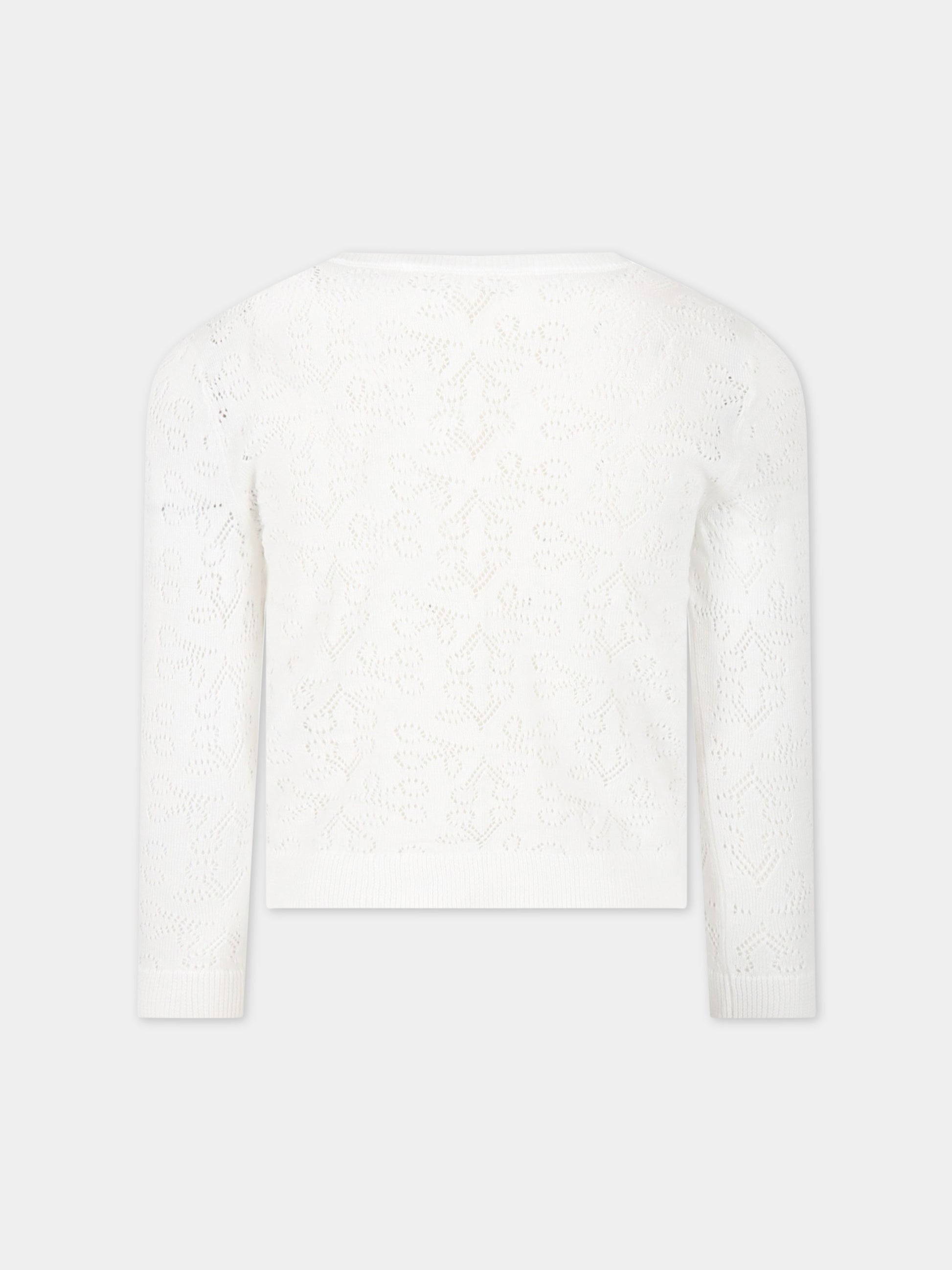 Cardigan avorio per bambina con iconiche ciliegie all-over,Bonpoint,S03GCAK00107 003