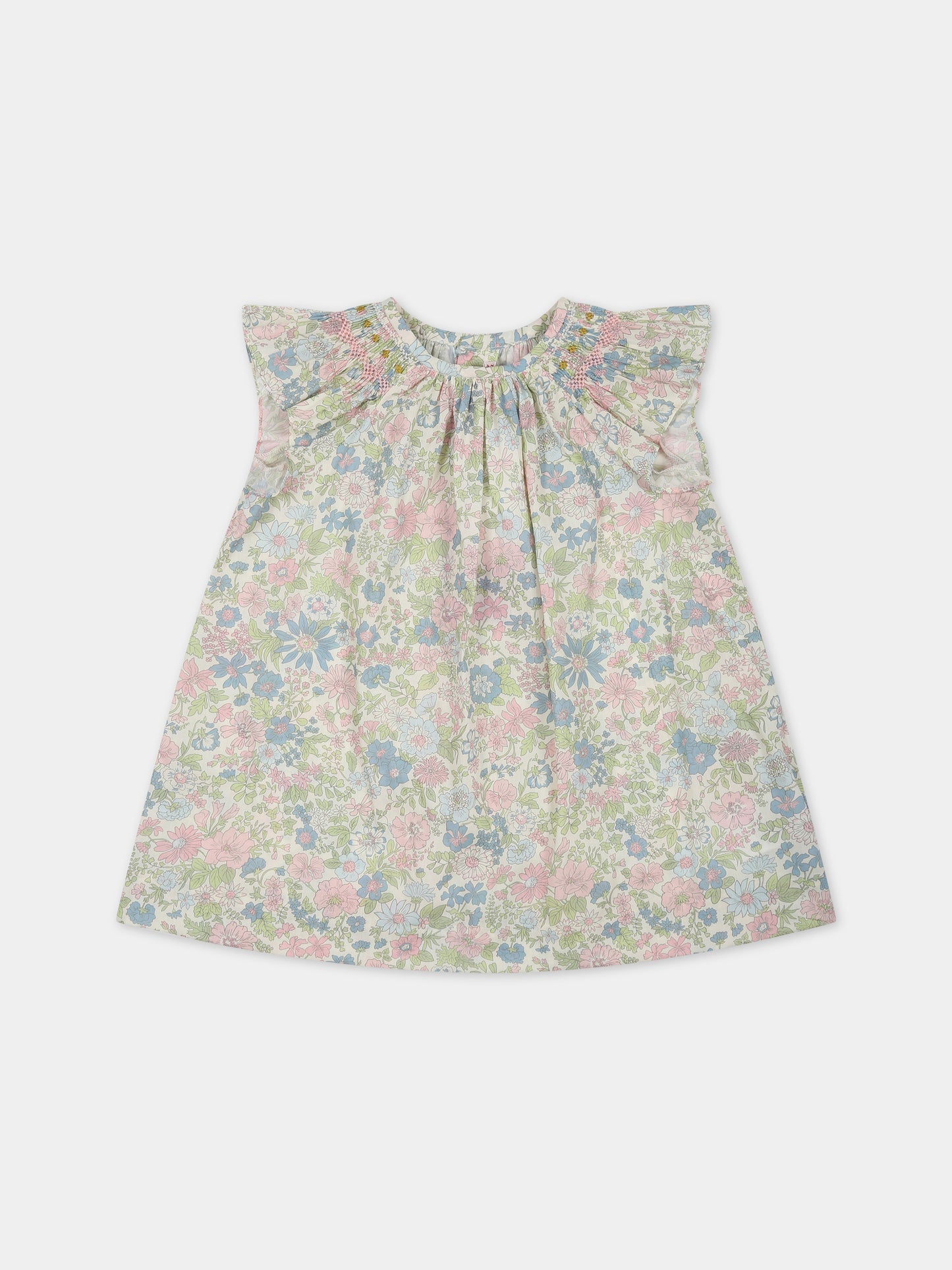 Vestito multicolor per neonata con stampa fiori,Bonpoint,S03XDRW00106 520