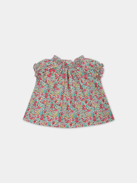 T-shirt multicolor per neonata con stampa liberty,Bonpoint,S03XBLW00008 544A