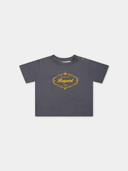T-shirt grigia per neonato con logo,Bonpoint,S03YTSK00101 114