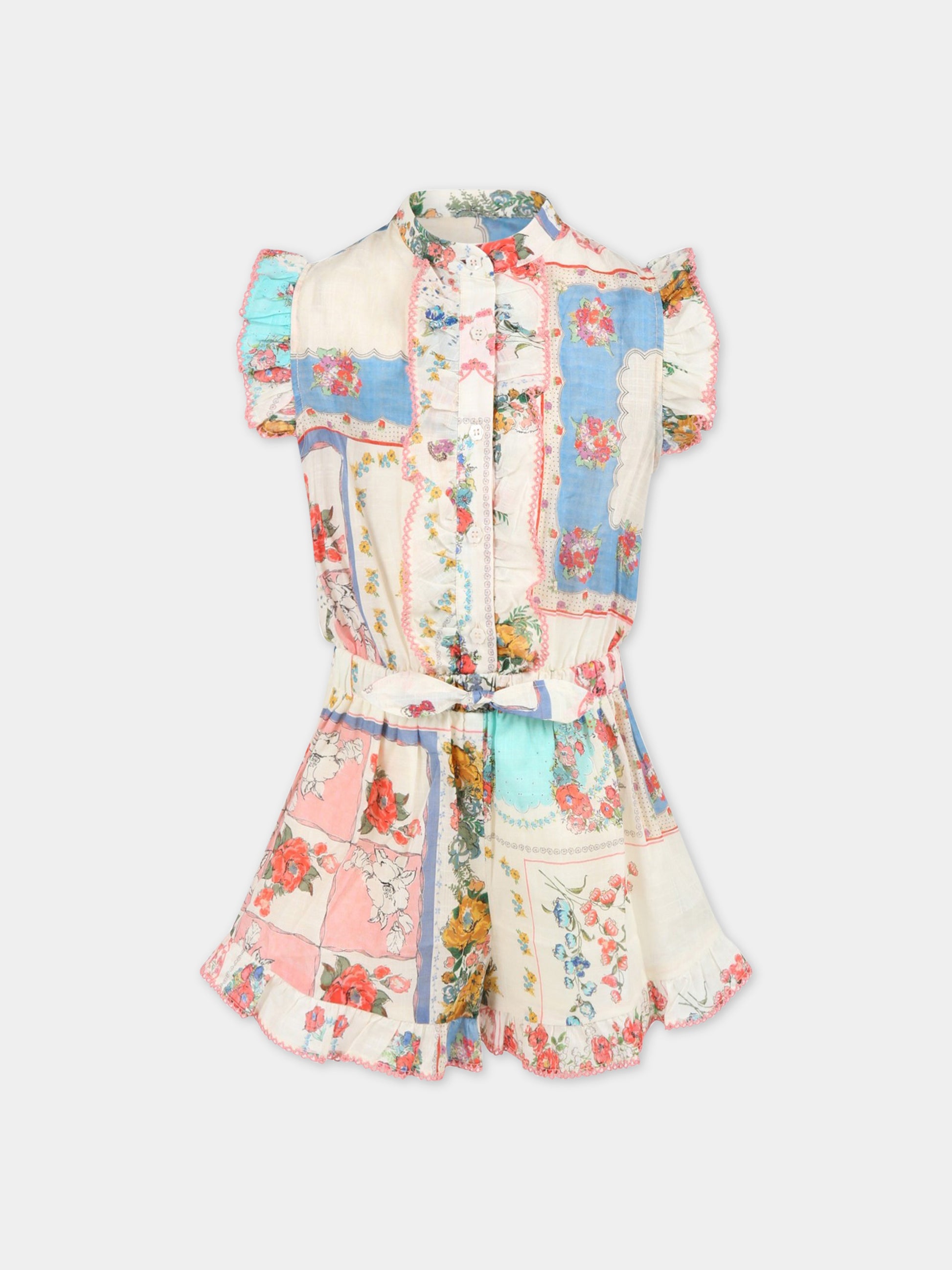 Tuta avorio per bambina con stampa floreale,Zimmermann,1792YCLO PPAF