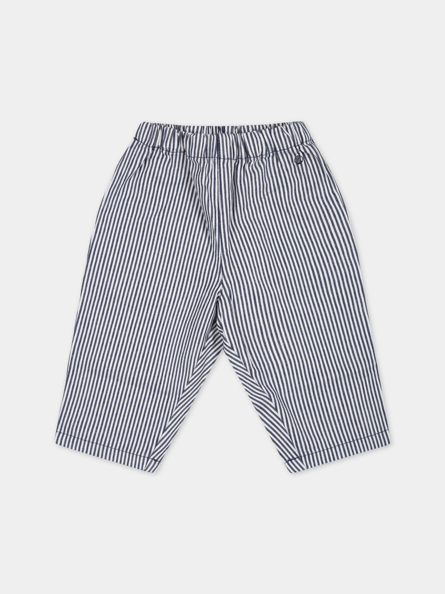 Pantaloni casual a righe blu e bianco  per neonato,Petit Bateau,A077Y MEDIEVAL/MARSHMALLOW