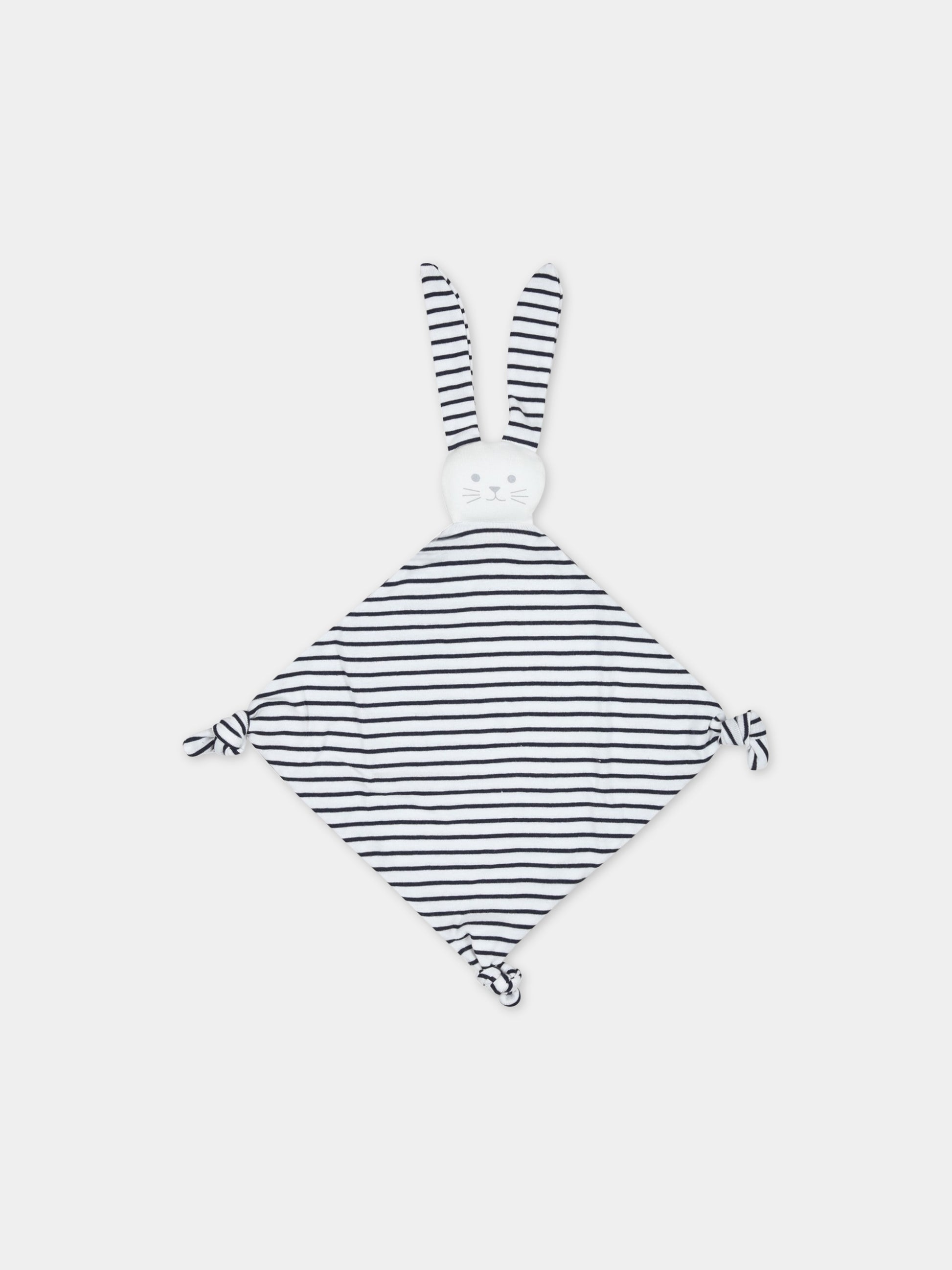 Doudou multicolor per neonati con coniglio,Petit Bateau,A06MN MARSHMALLOW/SMOKING