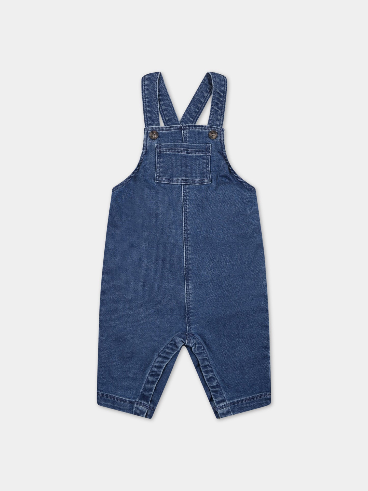 Salopette blu per neonati con logo,Petit Bateau,A0536 BLEU DELAVE