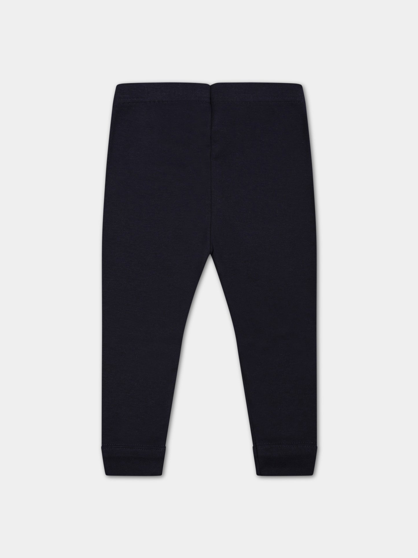 Leggins blu per neonata con logo,Petit Bateau,A05WB SMOKING