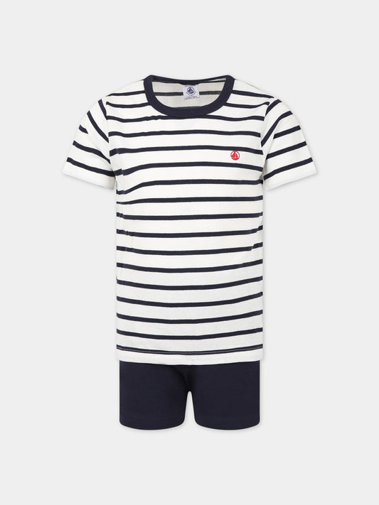 Pigiama multicolor bambino con stampa logo,Petit Bateau,A01DD MARSHMALLOW/SMOKING