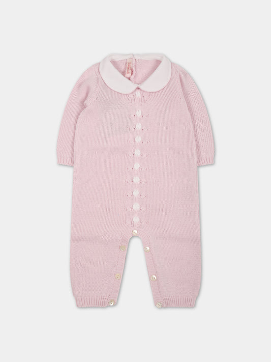 Tutina rosa per neonata con dettagli bianchi,Scaldacuore,TR01C