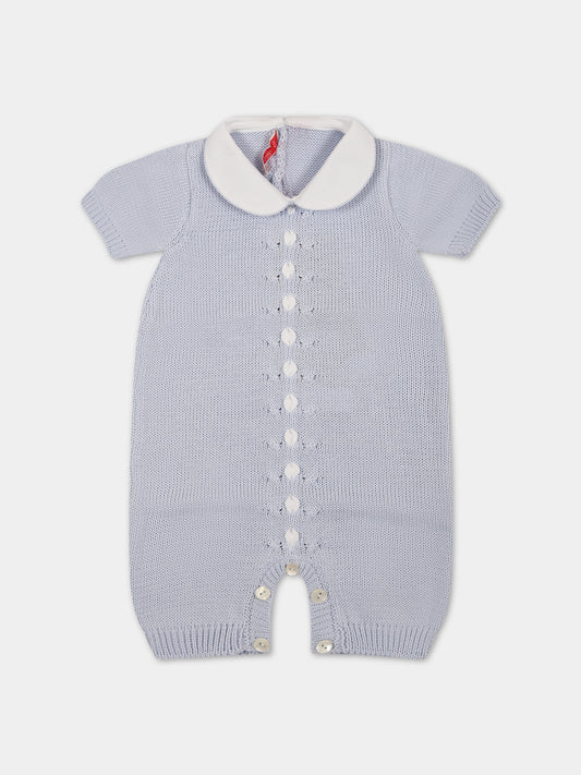 Pagliaccetto celeste per neonato con dettagli bianchi,Scaldacuore,TR02C CELESTE