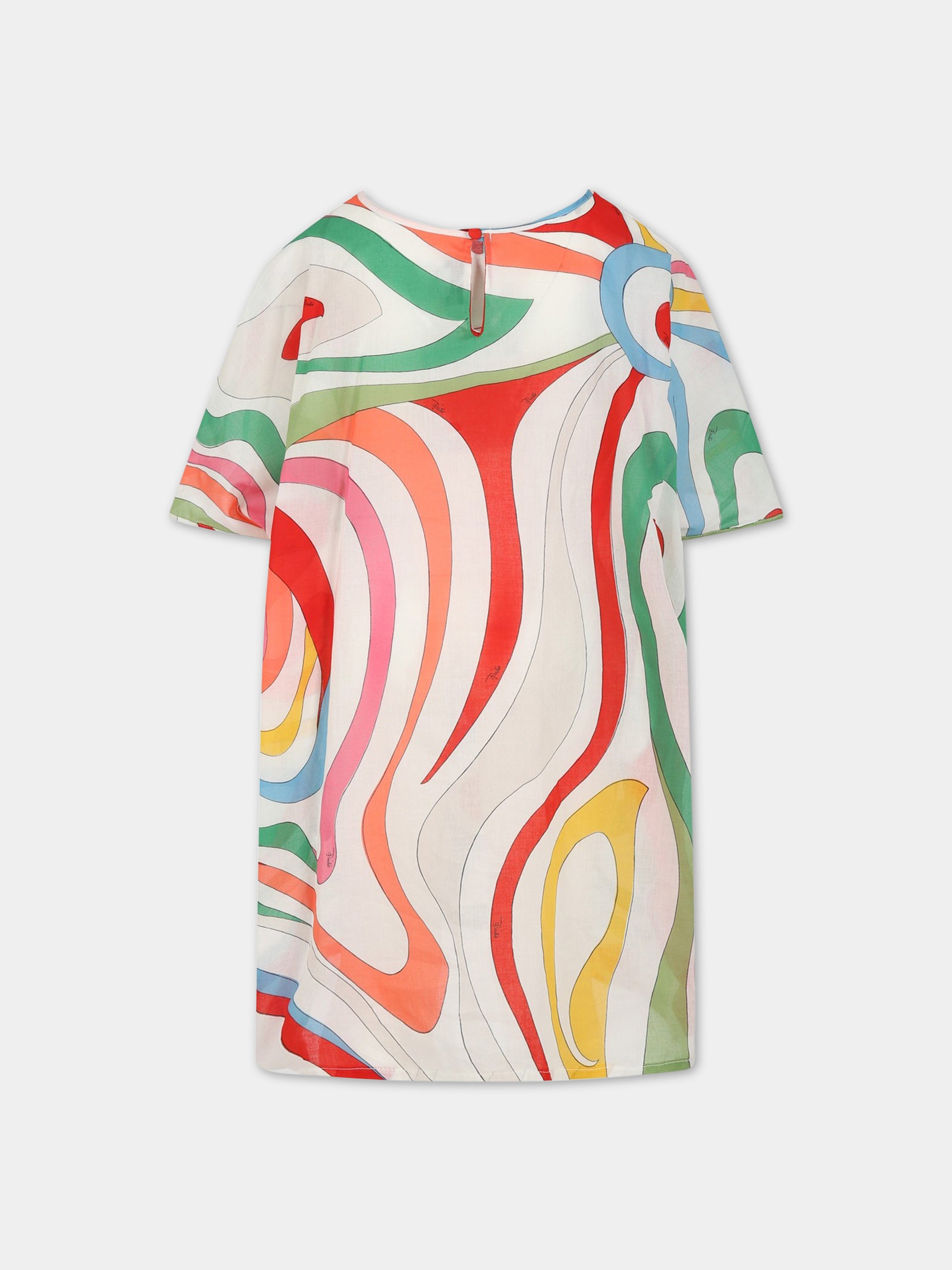 Kaftano multicolor per bambina con stampa e logo,Emilio Pucci Junior,PS1B62 M0021 999