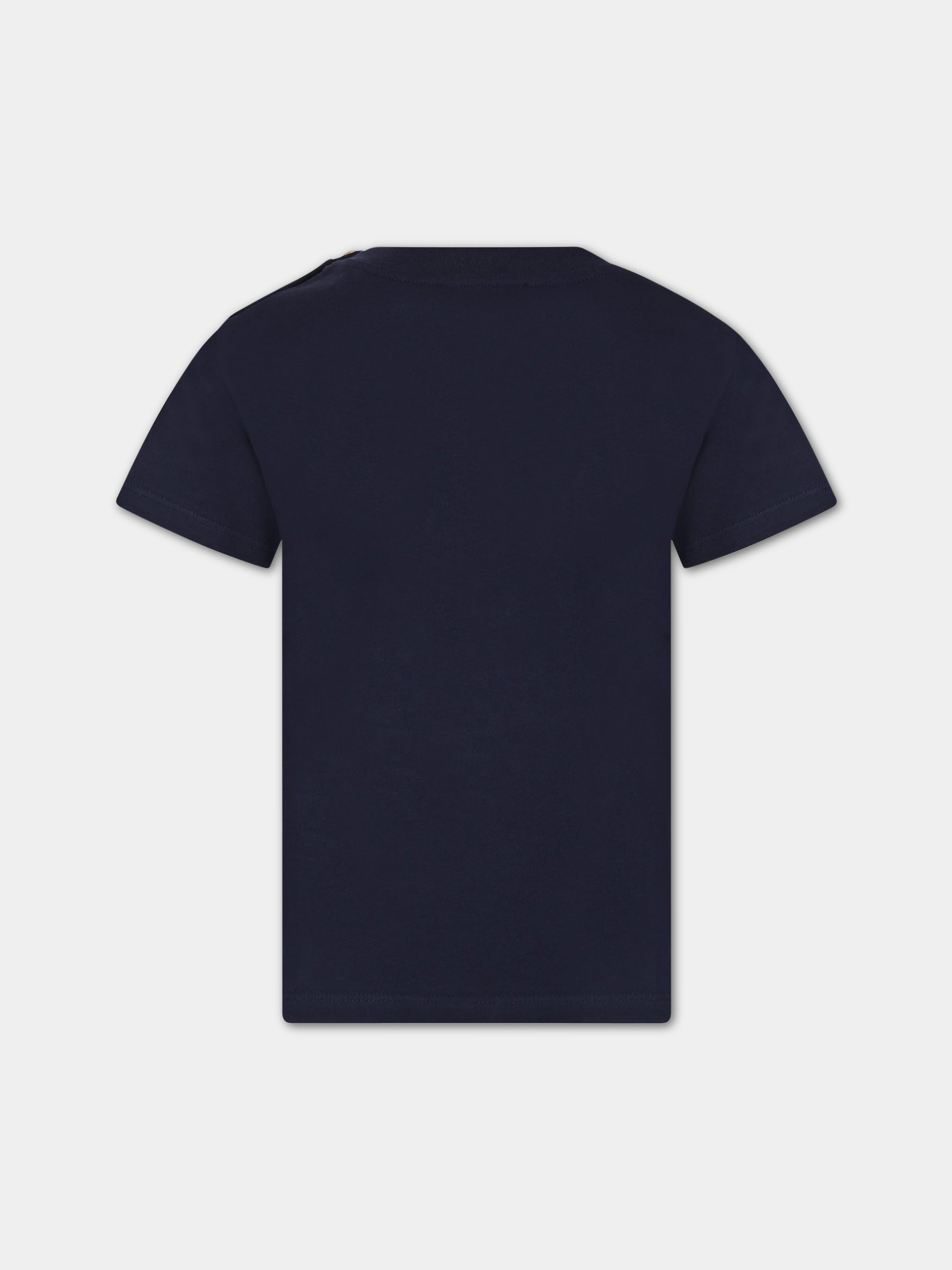 T-shirt blu per bambino con logo,Balmain Kids,BS8Q41 Z0057 649