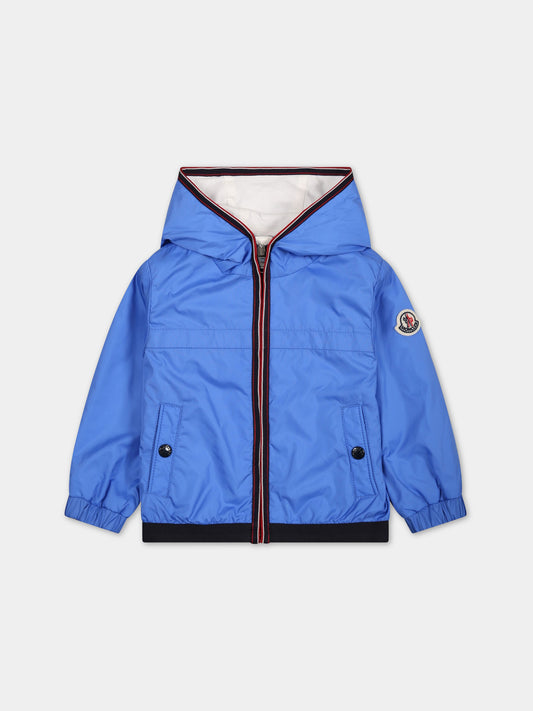 Giacca azzurra per neonato con logo,Moncler Kids,951 1A00038 68352 730