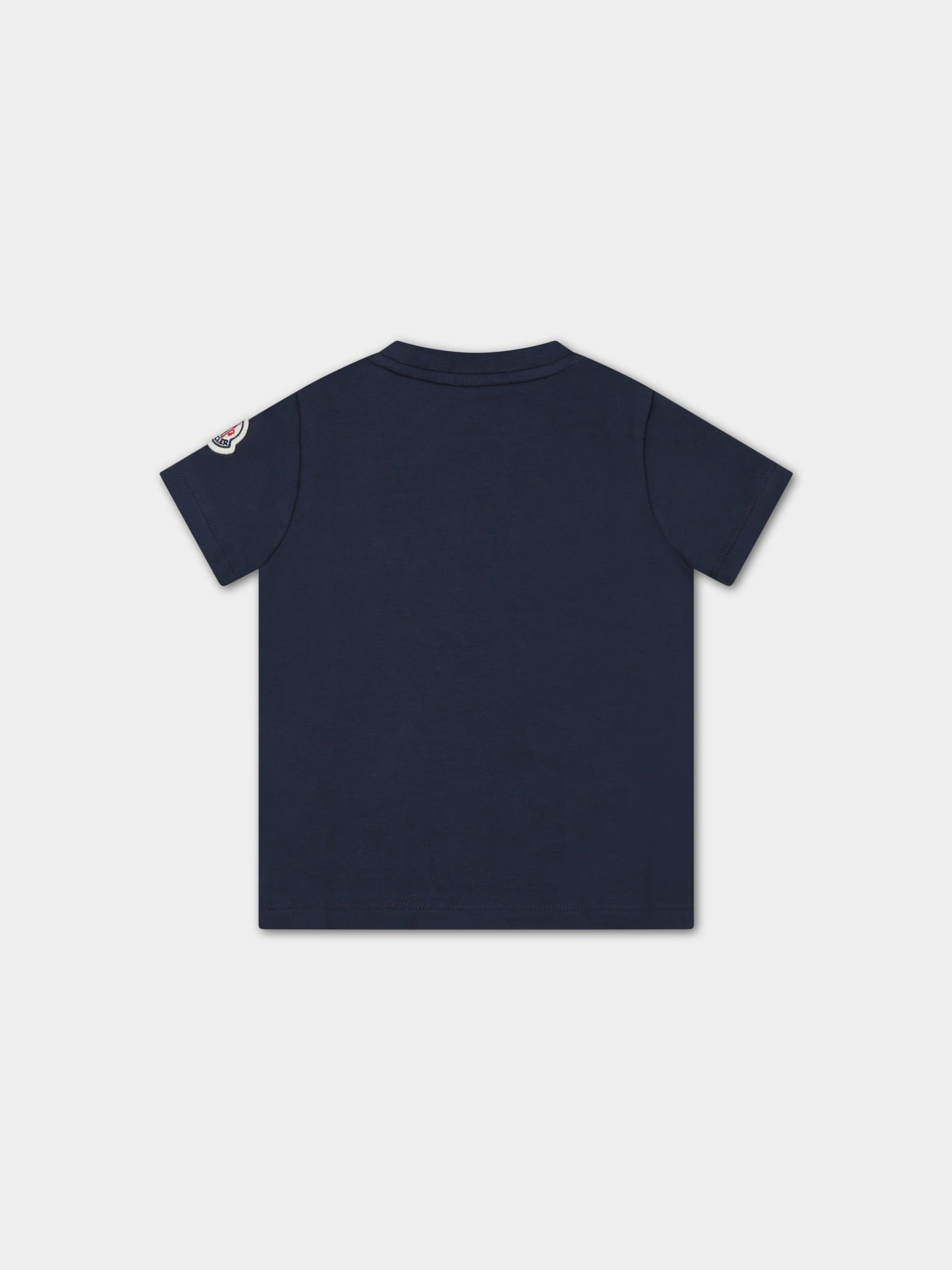 T-shirt blu per neonato con logo,Moncler Kids,951 8C00022 8790N 744