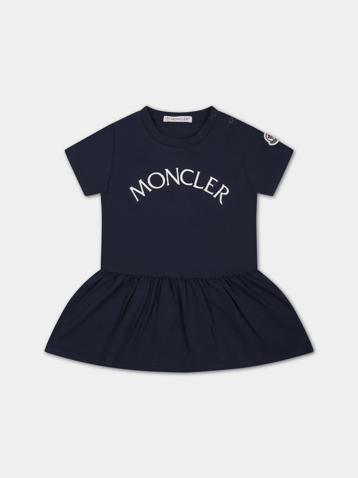 Vestito blu per neonata con logo,Moncler Kids,951 8I00004 8790N 744