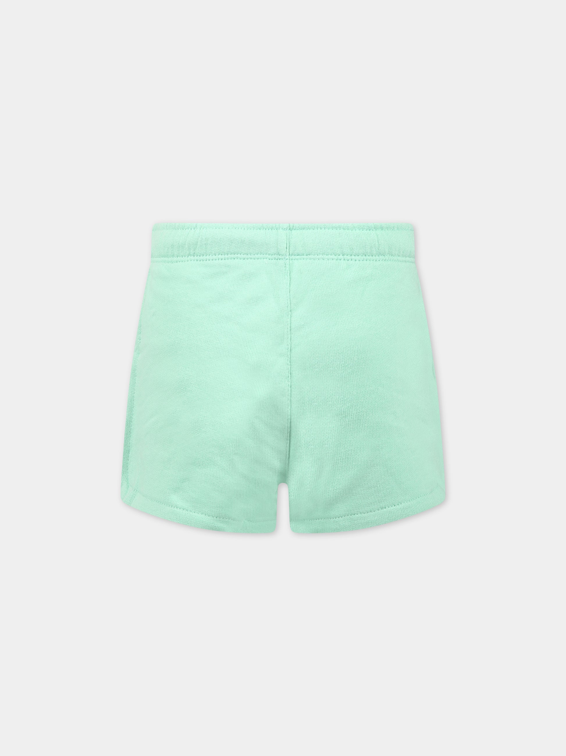 Shorts verde per bambina con logo e iconico cavallino,Ralph Lauren Kids,903864003