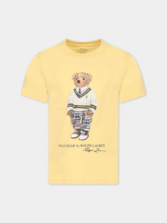 T-shirt gialla per bambino con orso,Ralph Lauren Kids,853828016