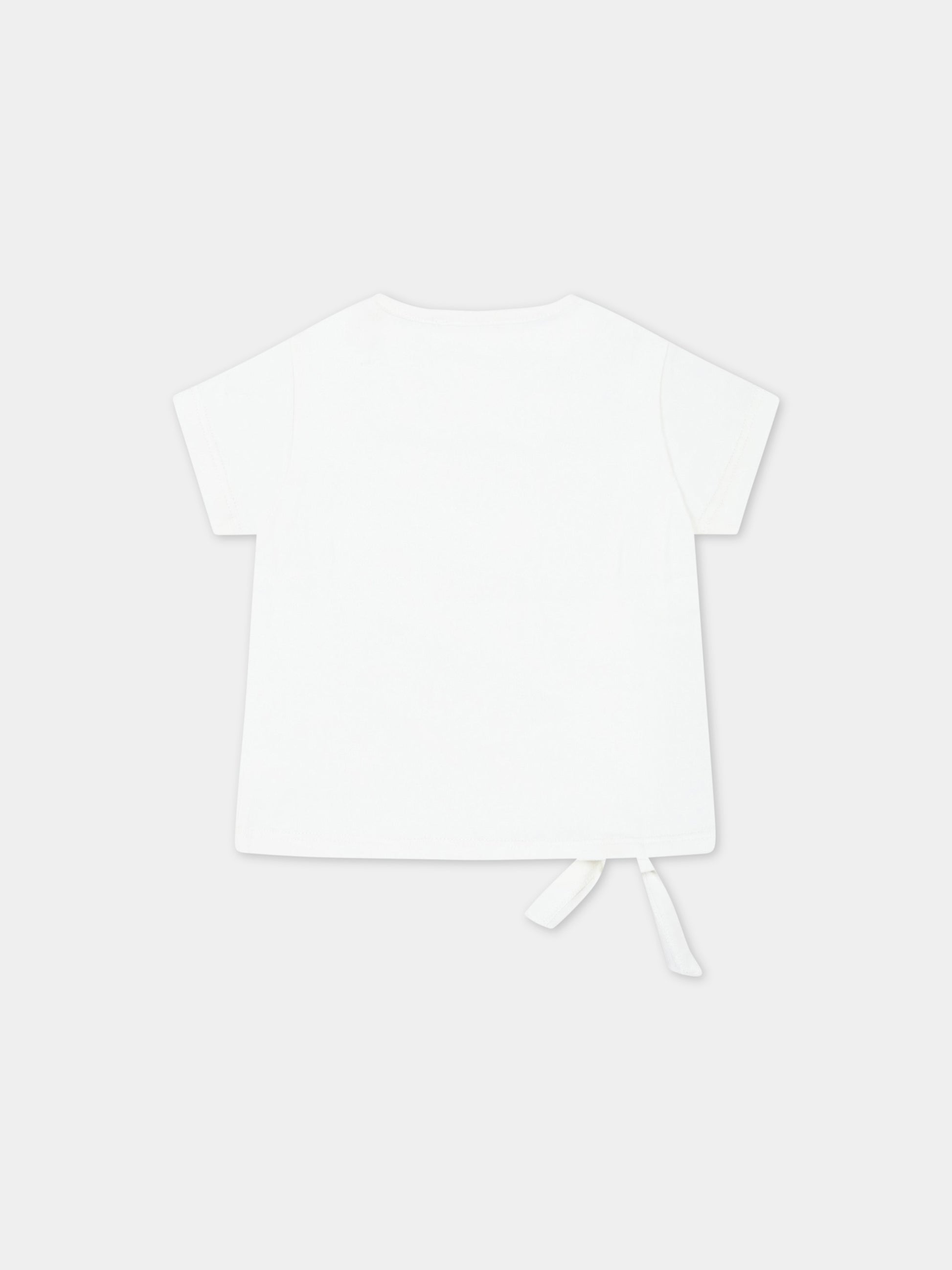 T-shirt bianca per neonata con loghi,Versace,1009113 1A06482 2W070