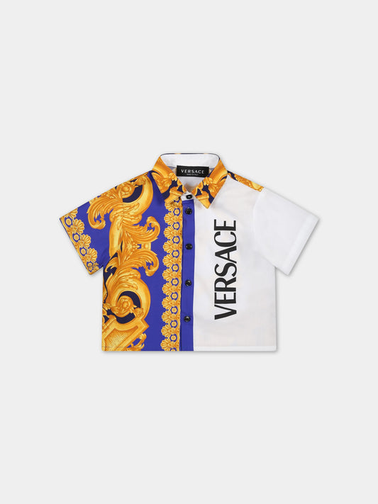 camicia multicolor per bambino con pattern Barocco,Versace,1009115 1A06568 6U840