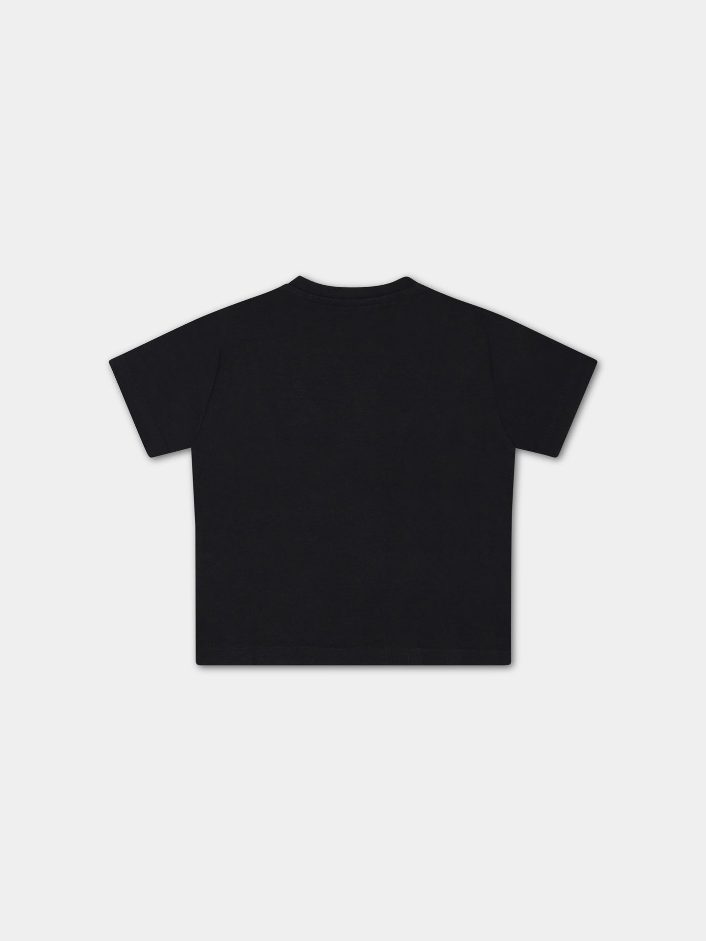 T-shirt nera per neonato con logo giallo,Versace,1000102 1A05779 2BE00