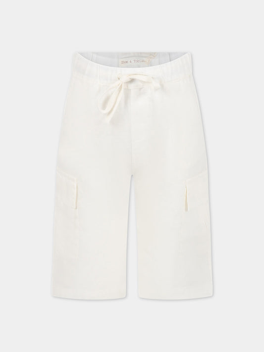 Bermuda avorio per bambino in lino,Zhoe & Tobiah,LIN4 1