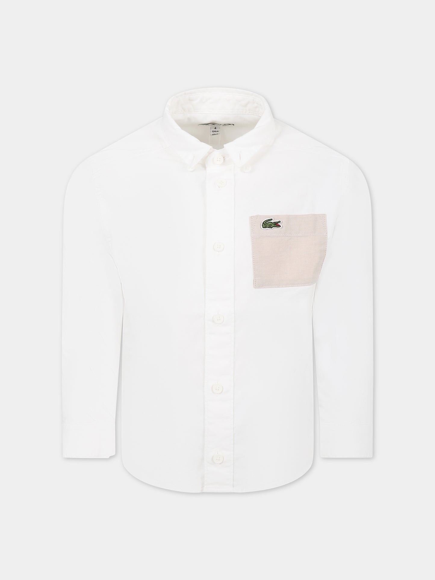 Camicia bianca per bambino con iconico coccodrillo,Lacoste,CJ5296 NBN
