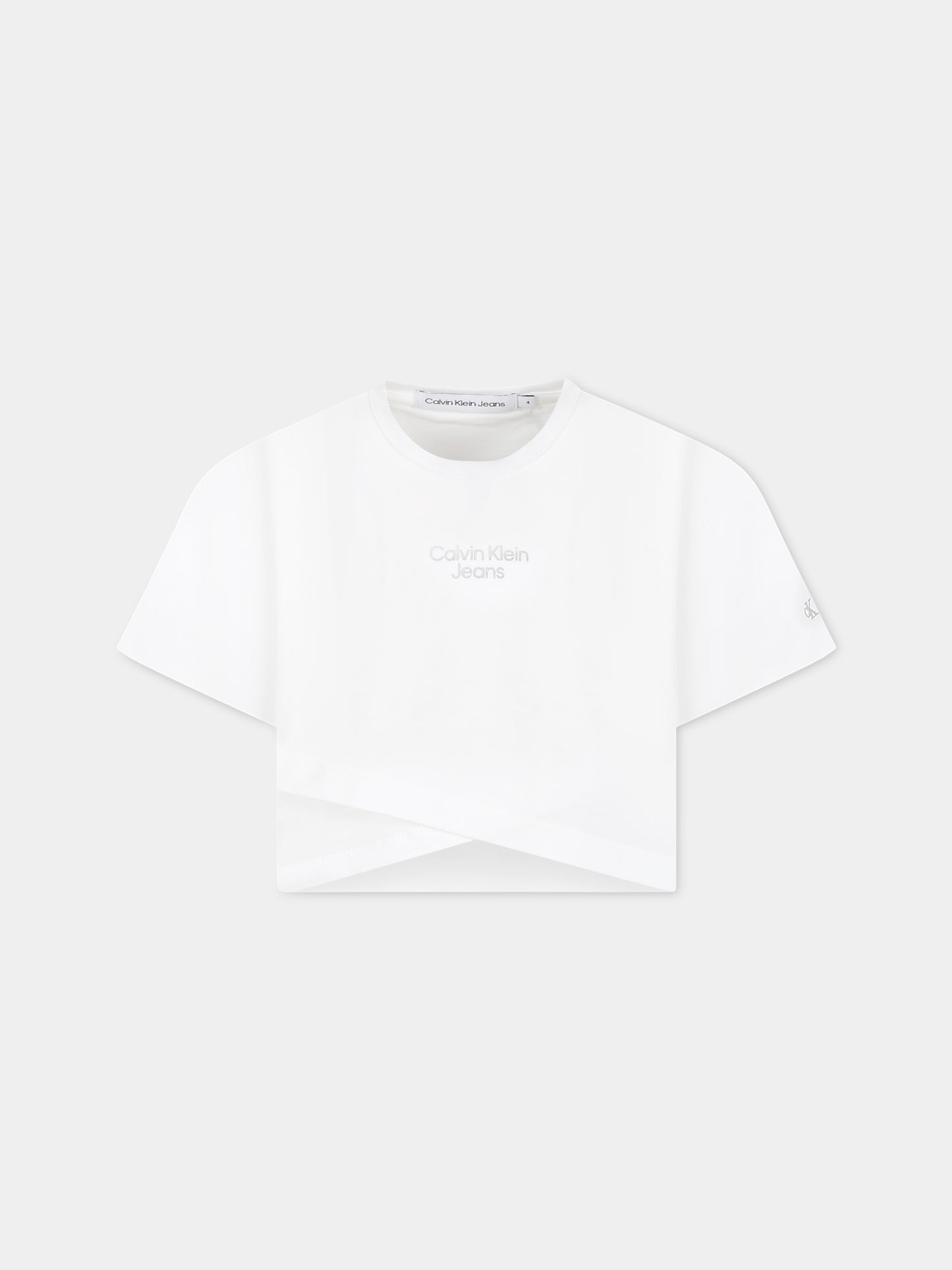 T-shirt bianco per bambina con logo,Calvin Klein Kids,CKIG0IG01938 IG0IG01938 YAF