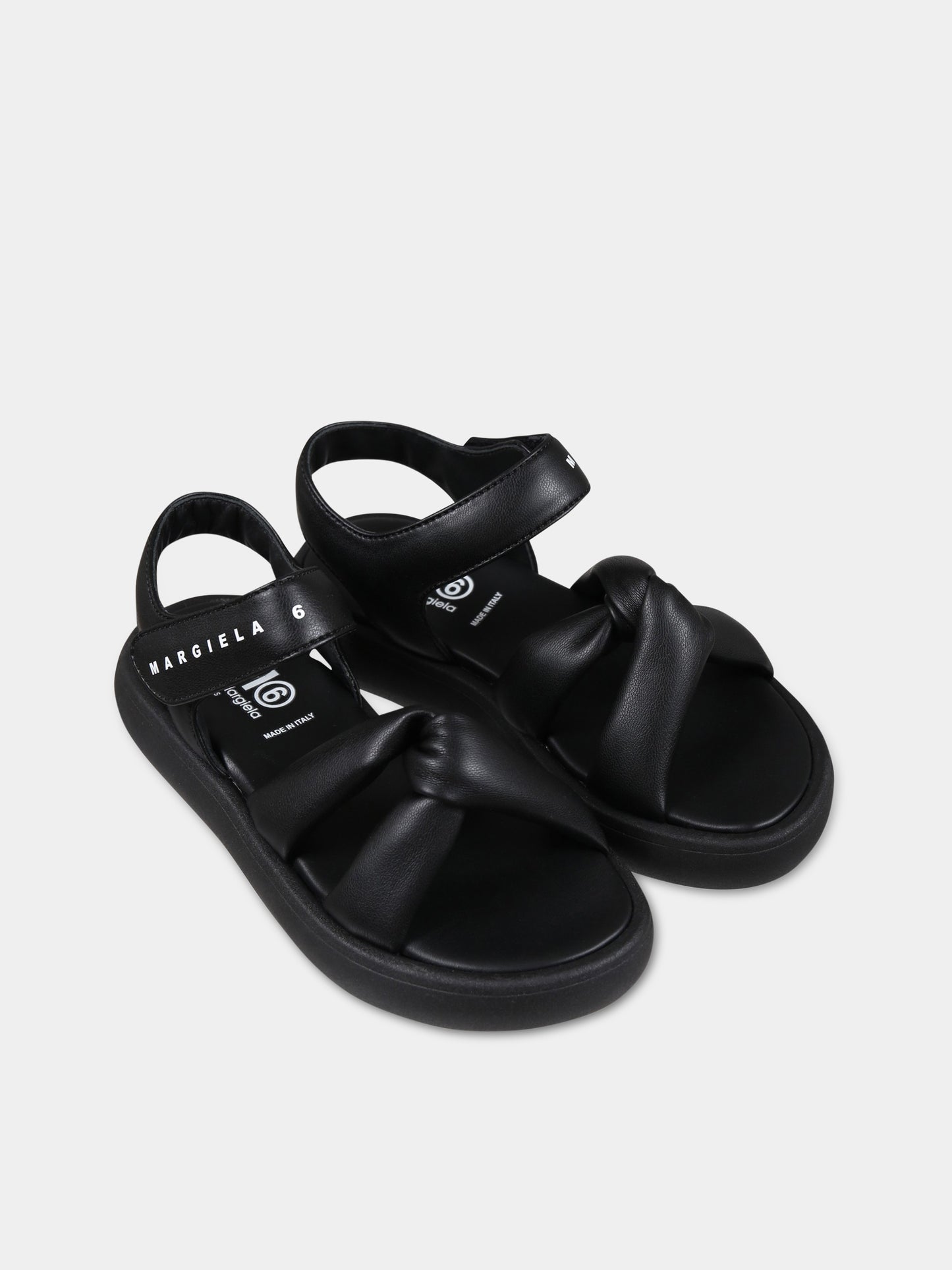 Sandali neri per bambina con logo,Mm6 Maison Margiela,73381 1