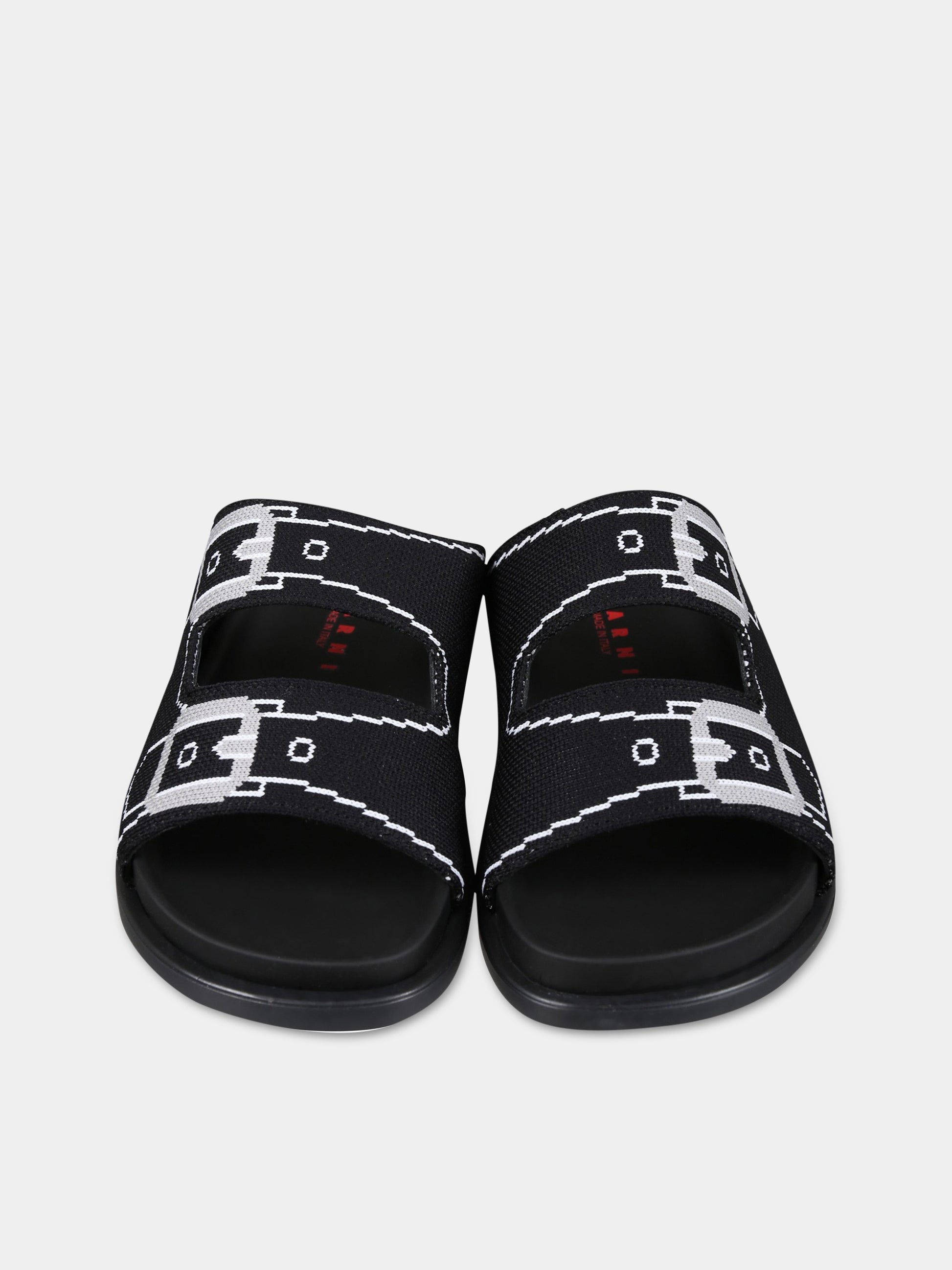 Sandalo nero per bambina con fascia ad intarsio,Marni Kids,73472 4