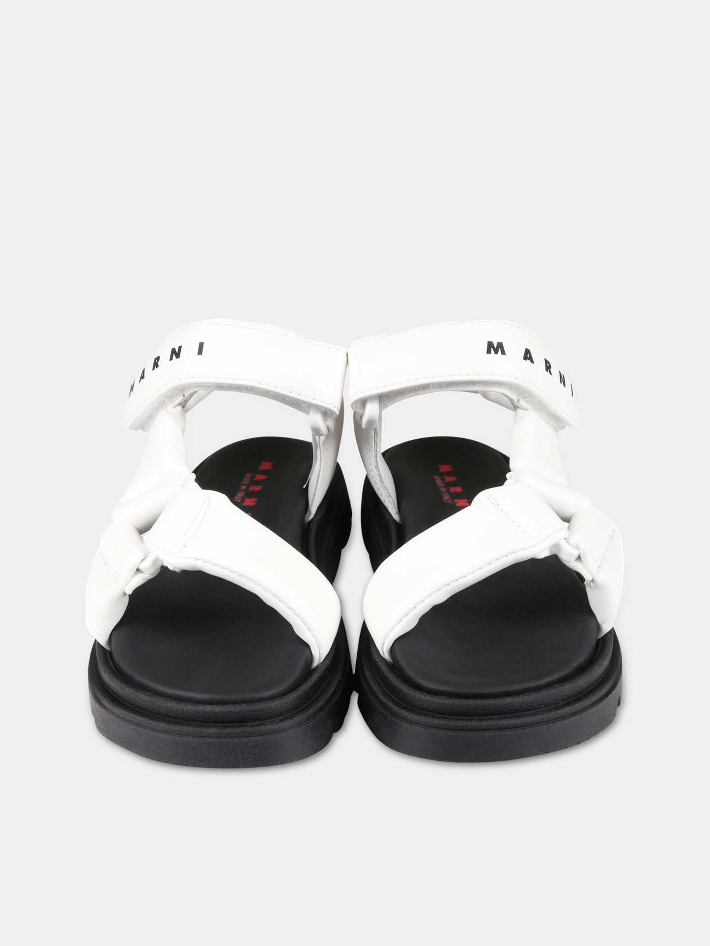 Sandali bianchi e neri per bambina con logo nero,Marni Kids,73461 3
