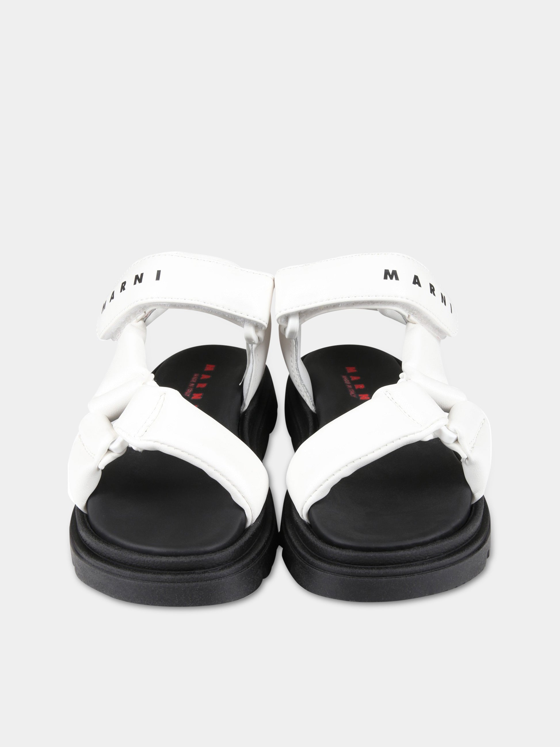 Sandali bianchi e neri per bambina con logo nero,Marni Kids,73461 3