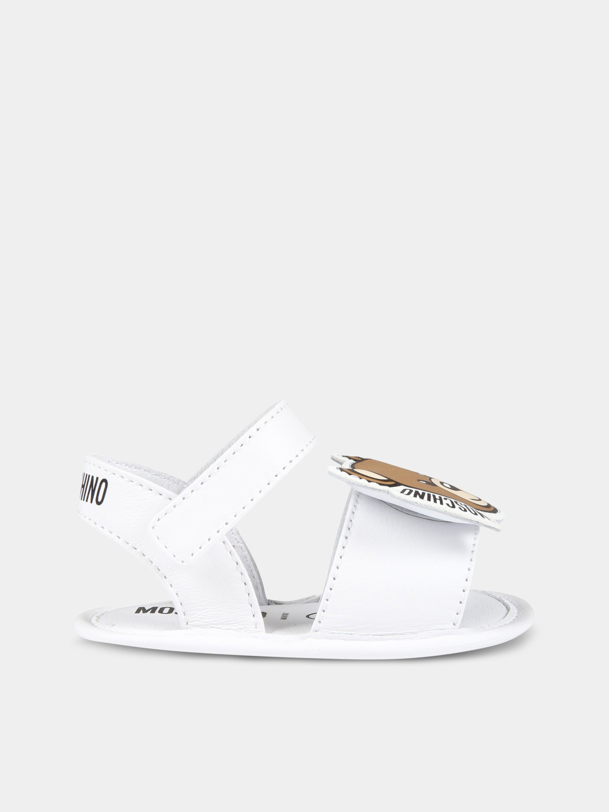 Sandali bianchi per neonato con Teddy Bear e squalo,Moschino Kids,74251 1
