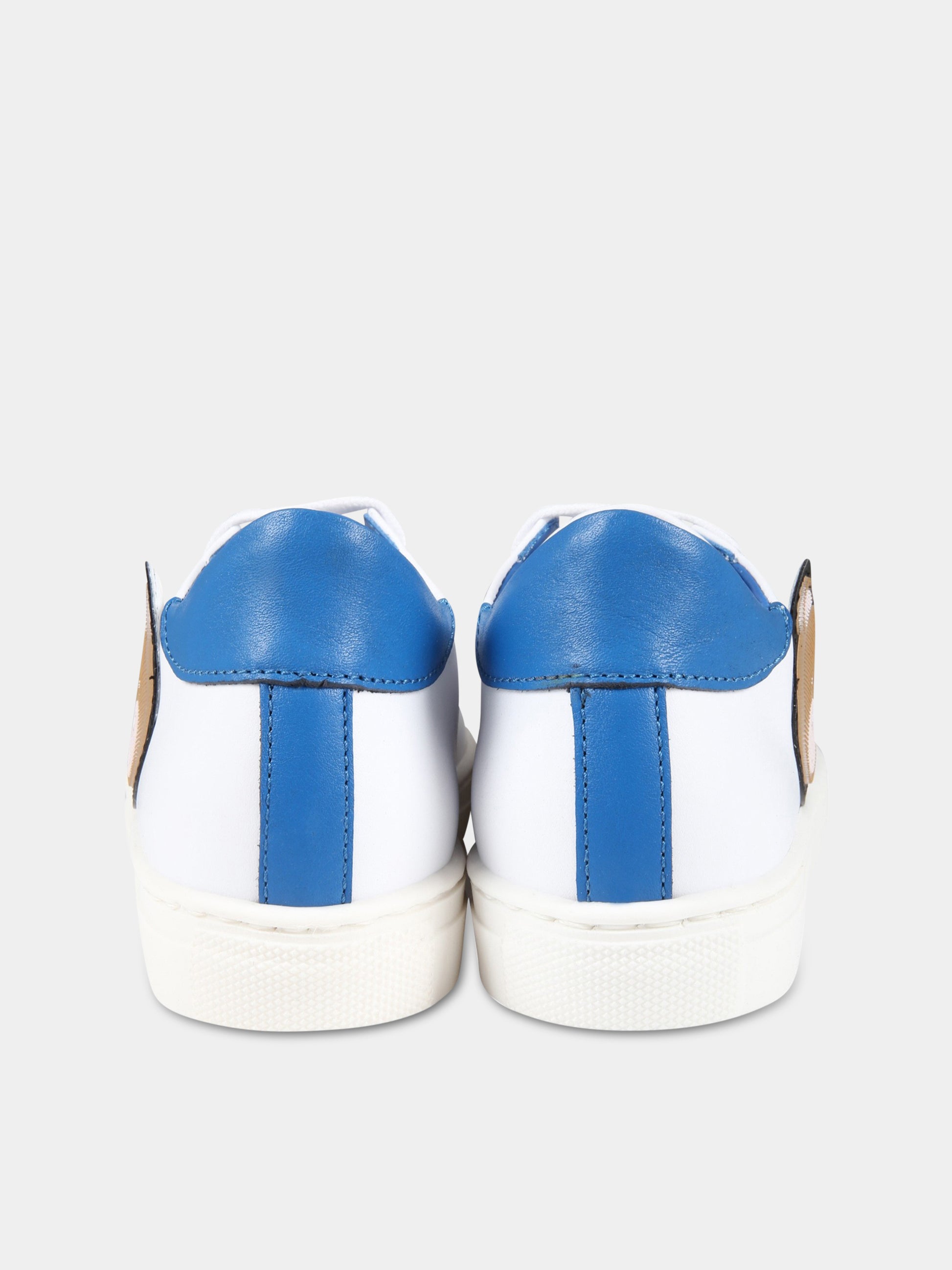 Sneakers bianche per bambino con Teddy Bear e logo,Moschino Kids,74350 2