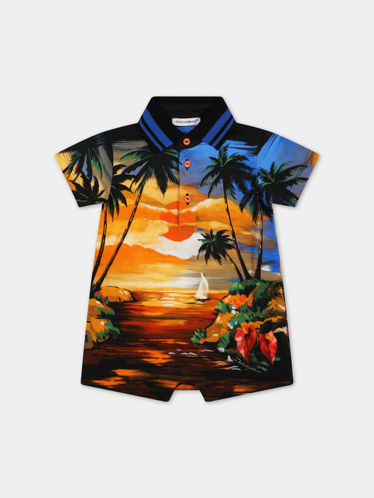 Pagliaccetto multicolor per neonato con logo,Dolce & Gabbana Kids,L1JO5E G7I6B HH4JK