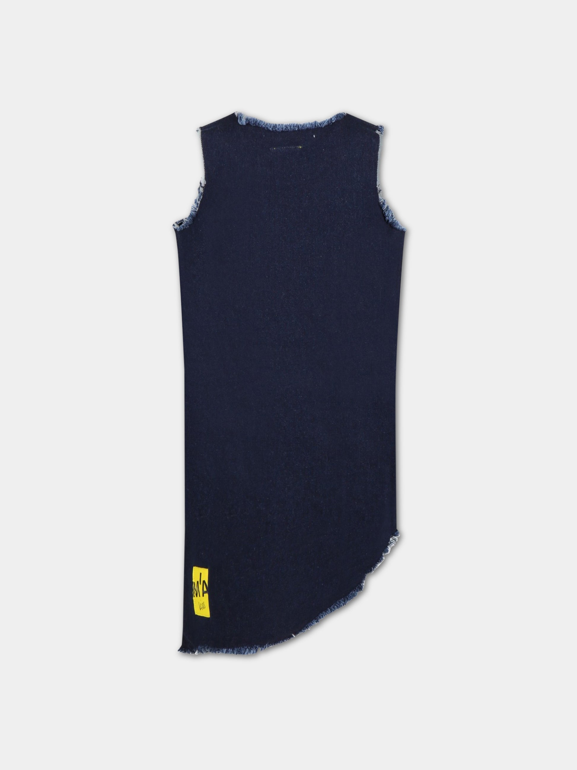 Vestito blu per bambina con patch logato,Marques Almeida,SS23COREDR0219DNM NAVY