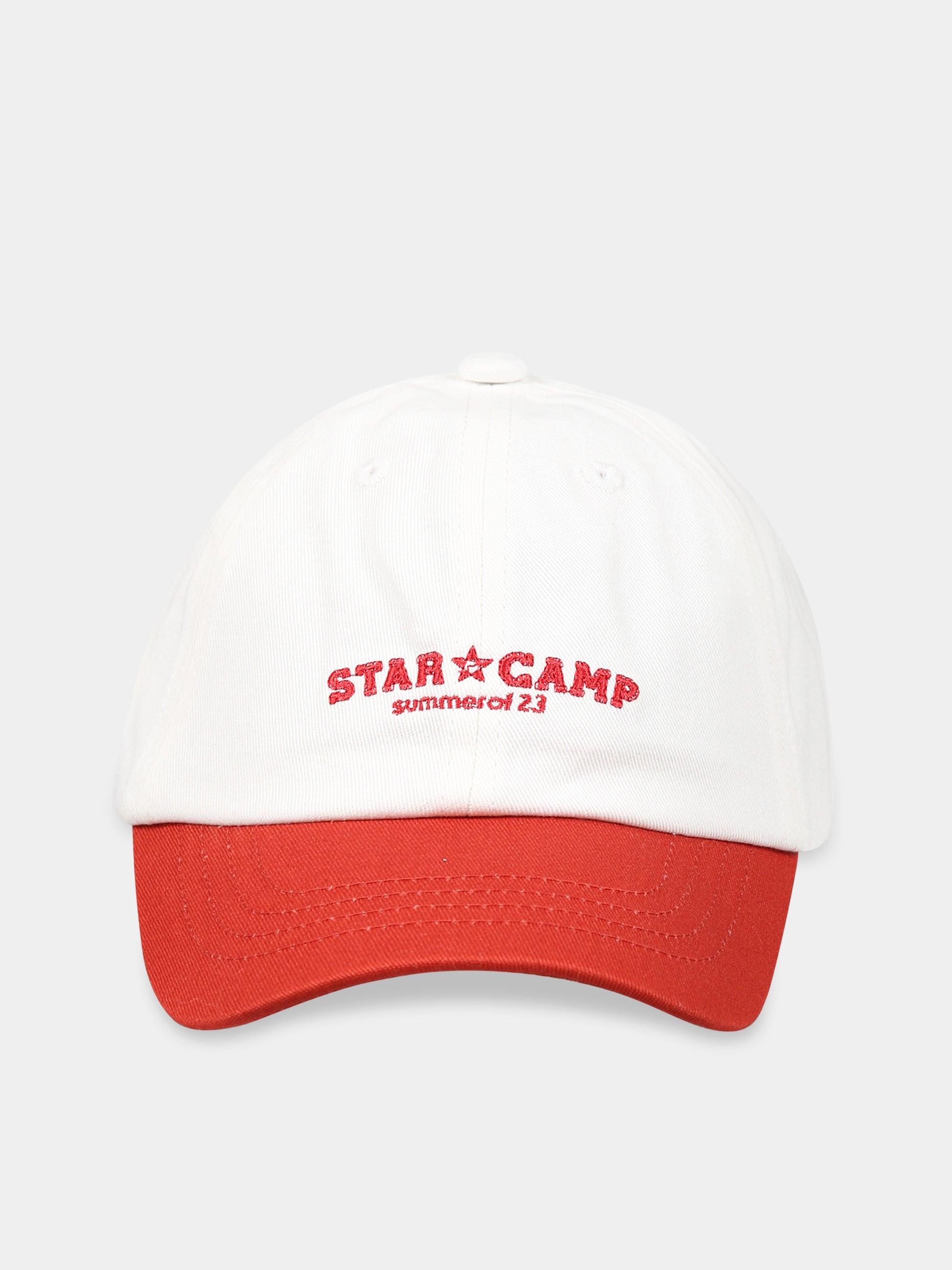 Cappello bianco per bambini con scritta  Star camp  e logo rosso,Raquette,TCAP 001 81