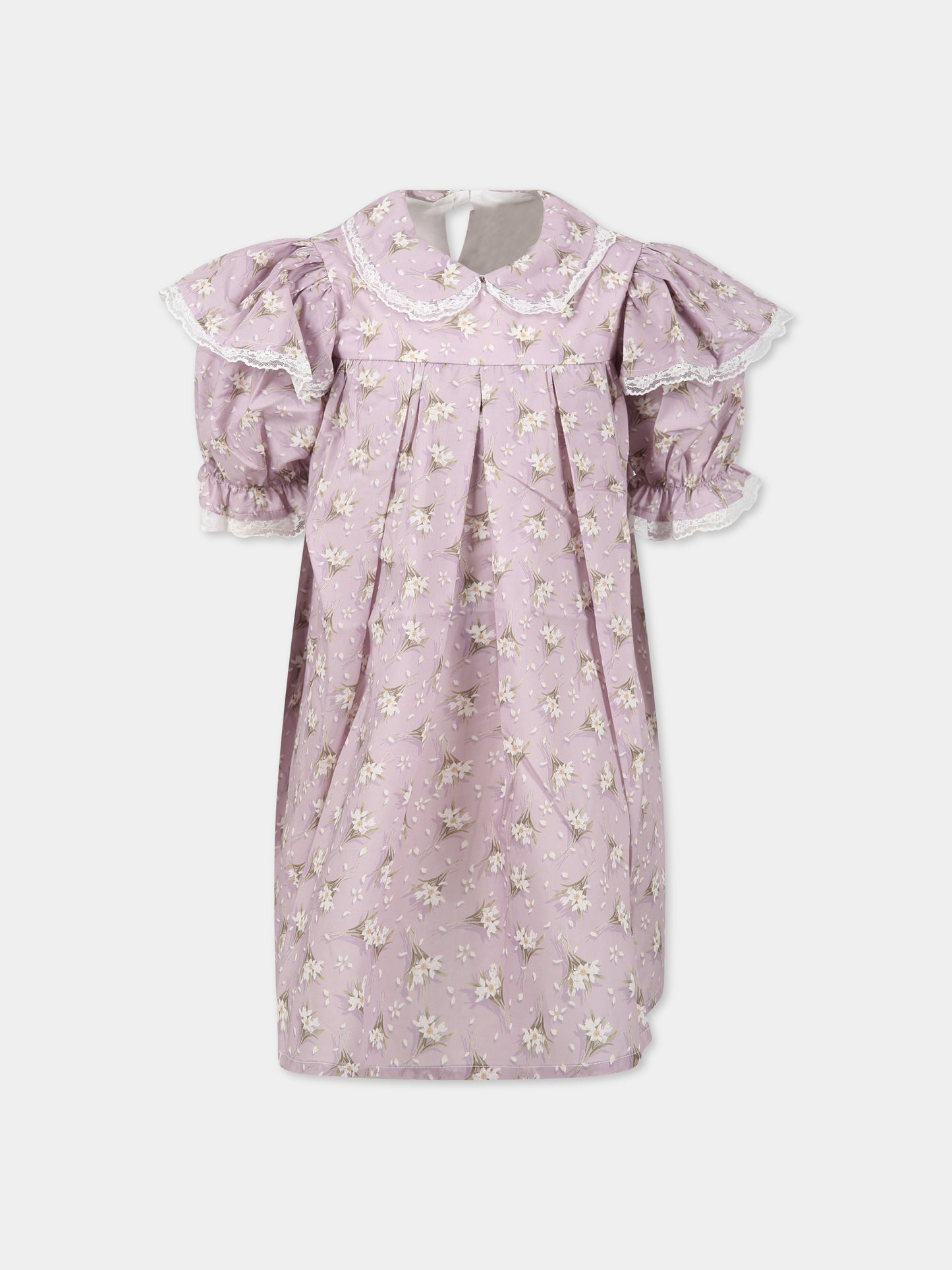 Vestito viola per bambina con stampa floreale,Paade Mode,232504120