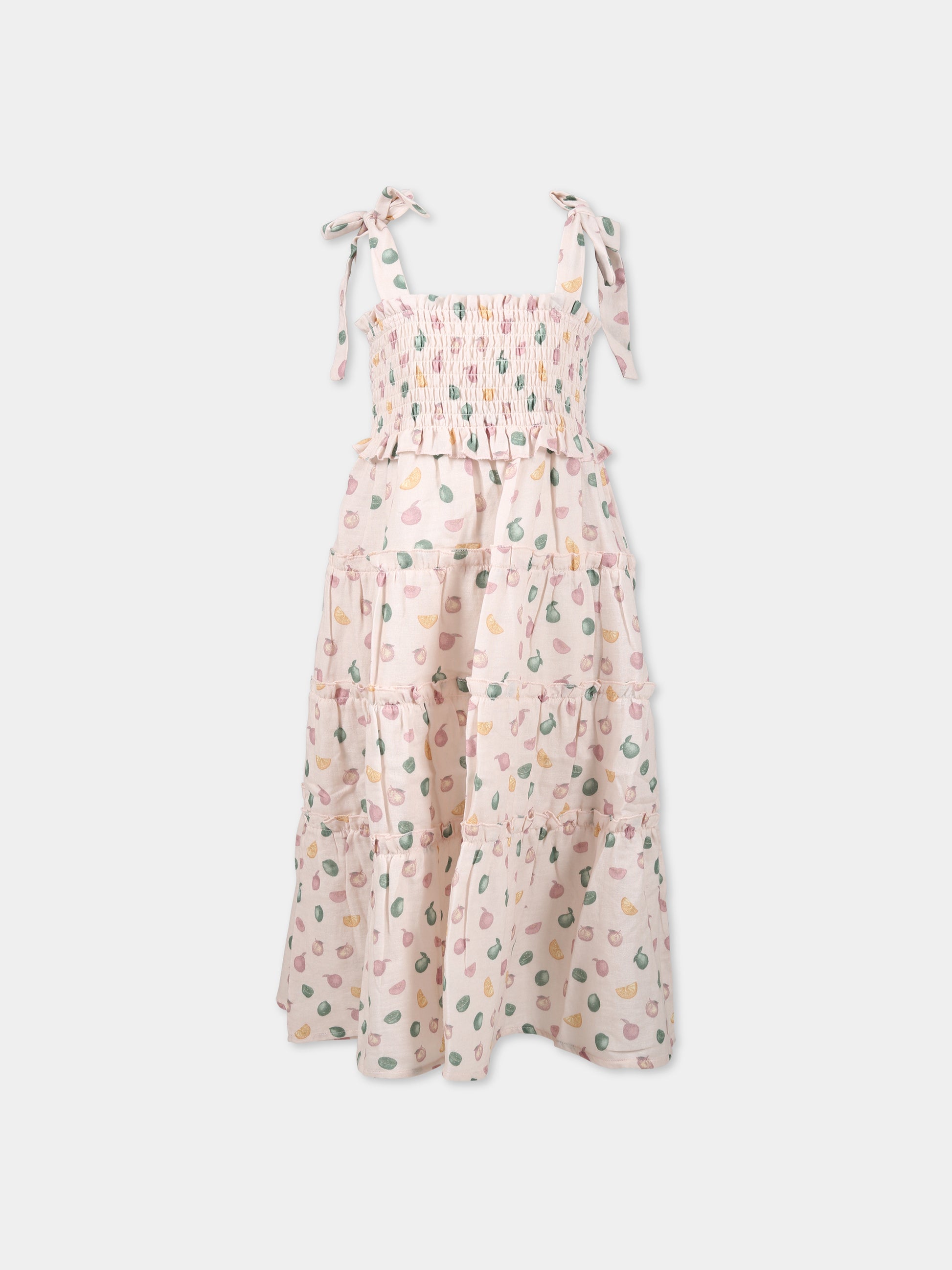 Vestito rosa per bambina con stampa frutta,Coco Au Lait,14COCO1038