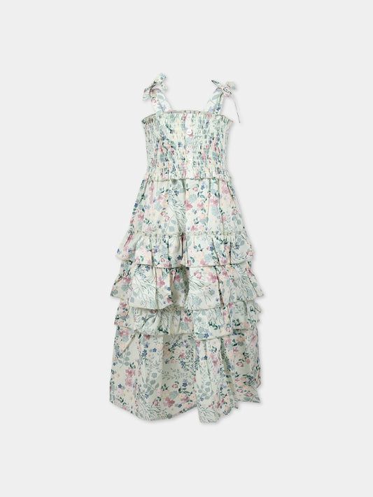 Vestito verde per bambina con stampa floreale,Coco Au Lait,14COCO1052