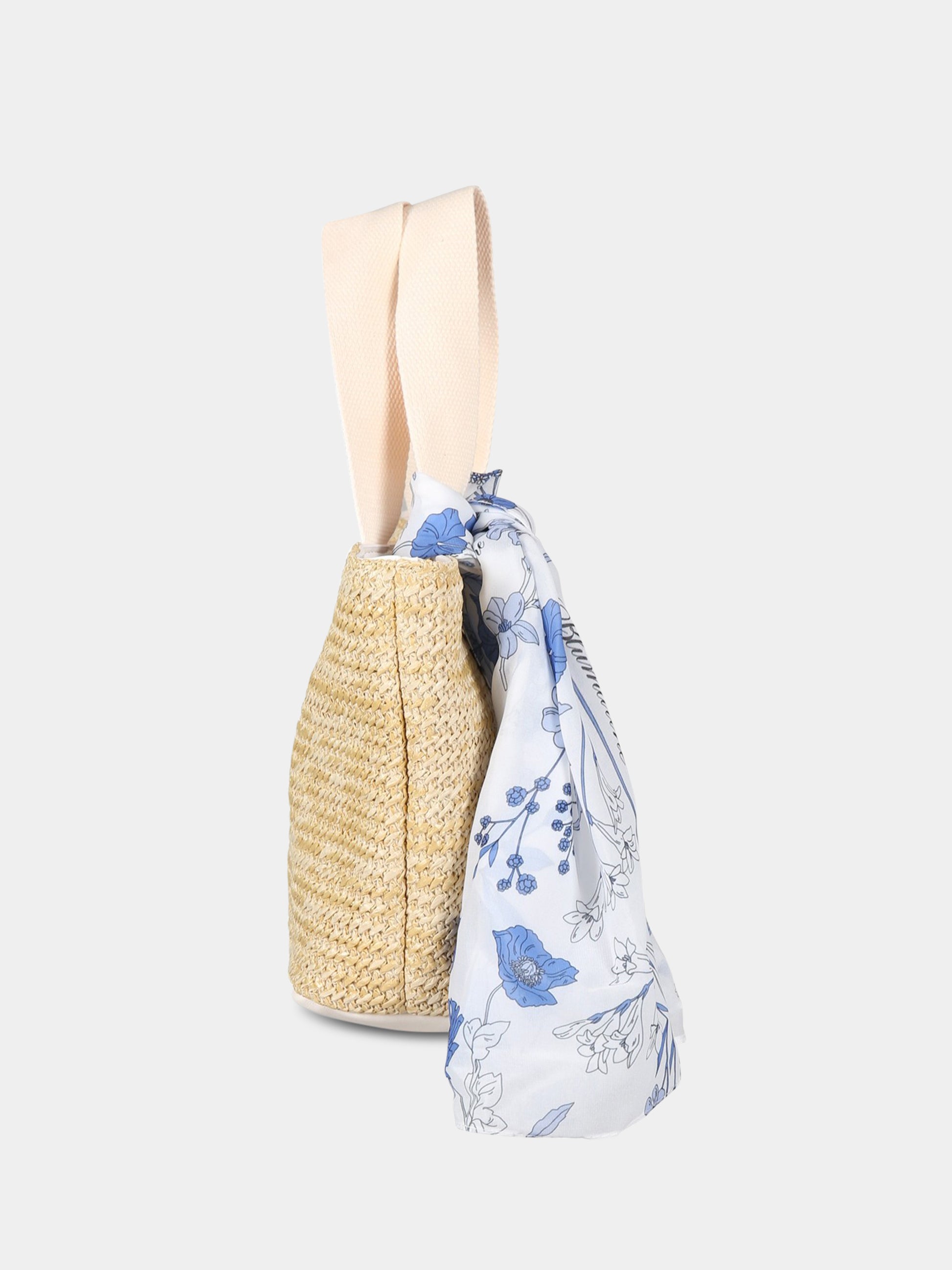 Borsa beige per bambina con logo blu,Blumarine Baby,IA3080T0300 C3268