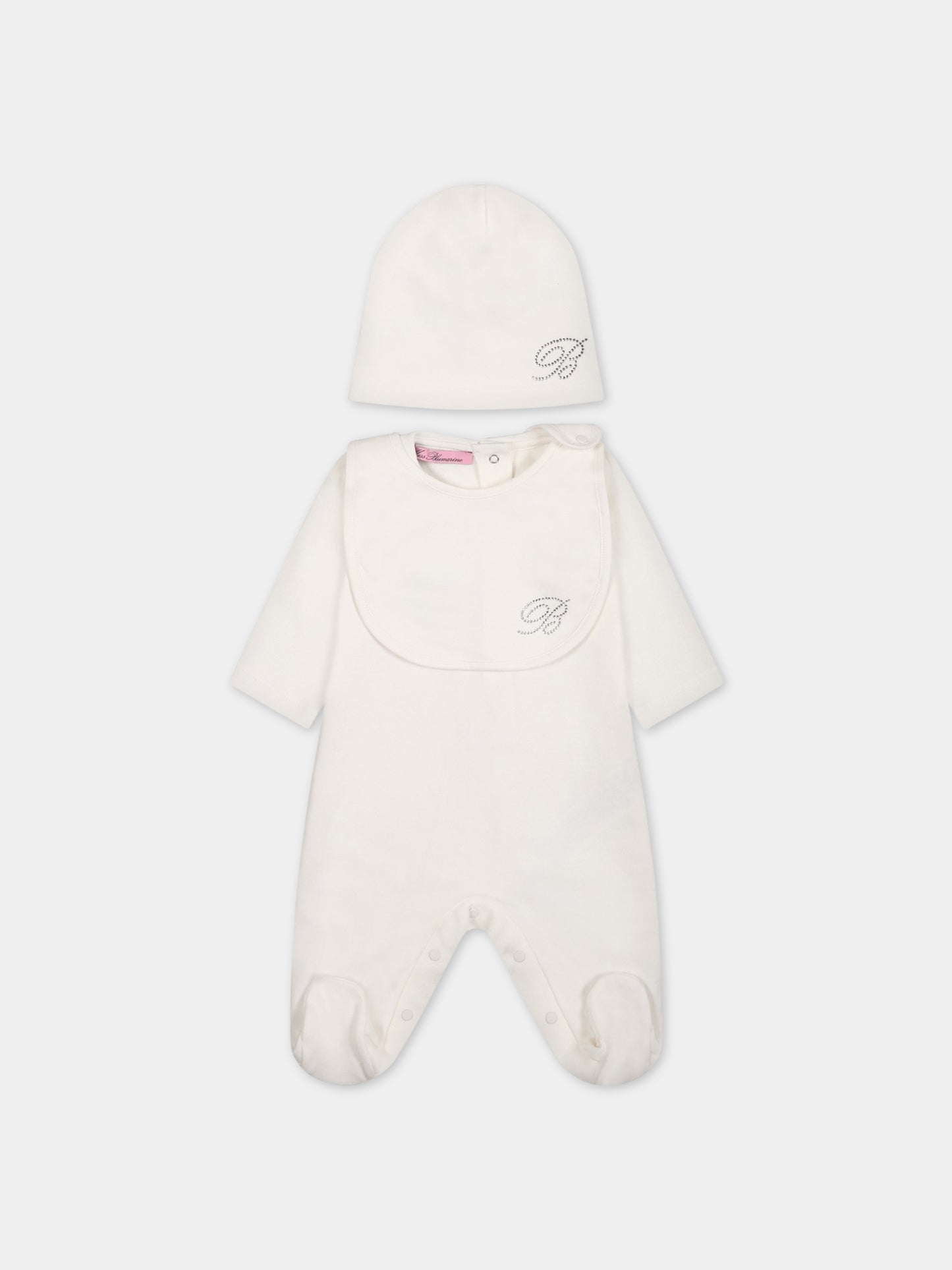 Set bianco per neonata con logo,Blumarine Baby,IA3126J6050 10602