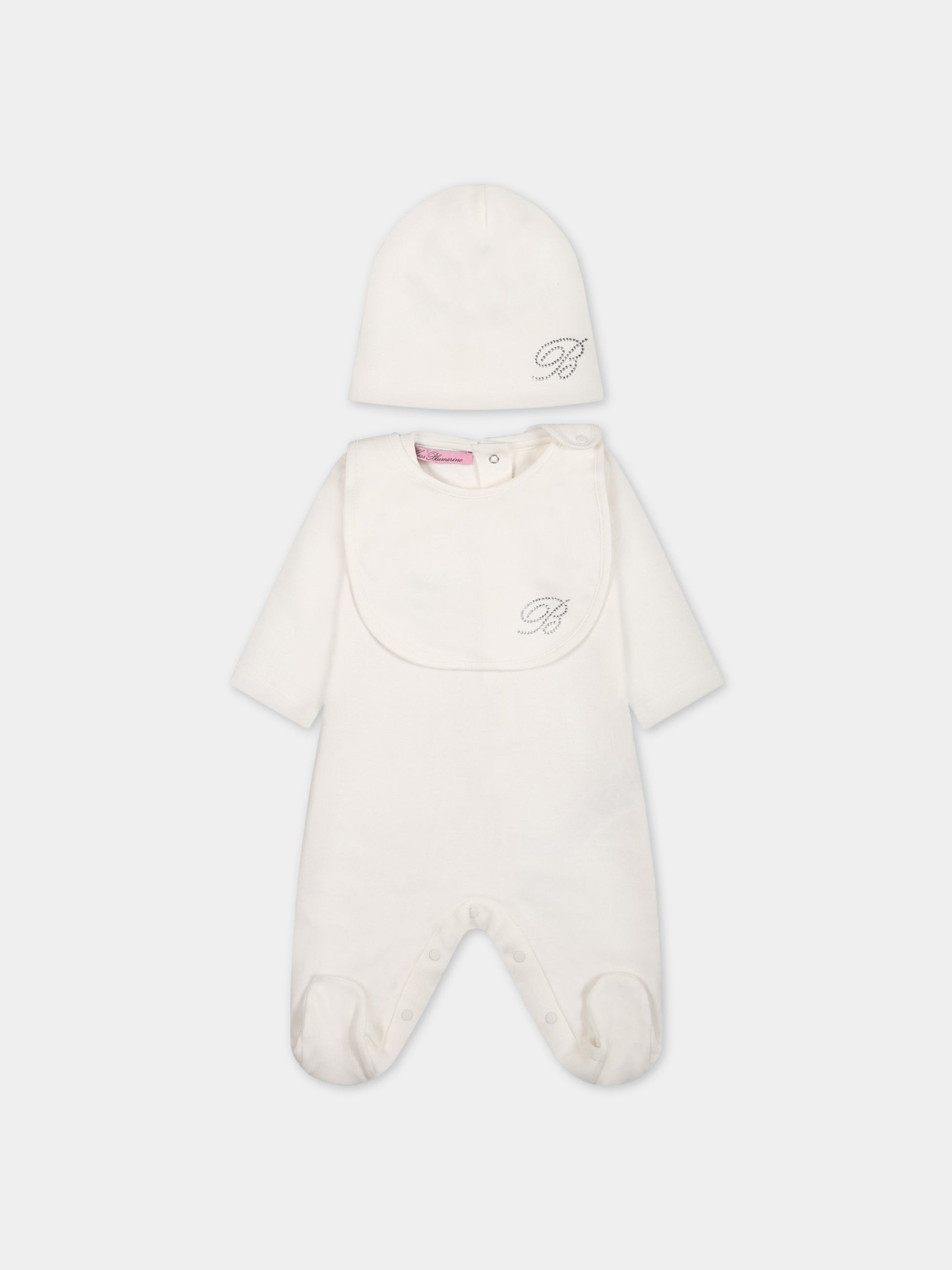 Set bianco per neonata con logo,Blumarine Baby,IA3126J6050 10602