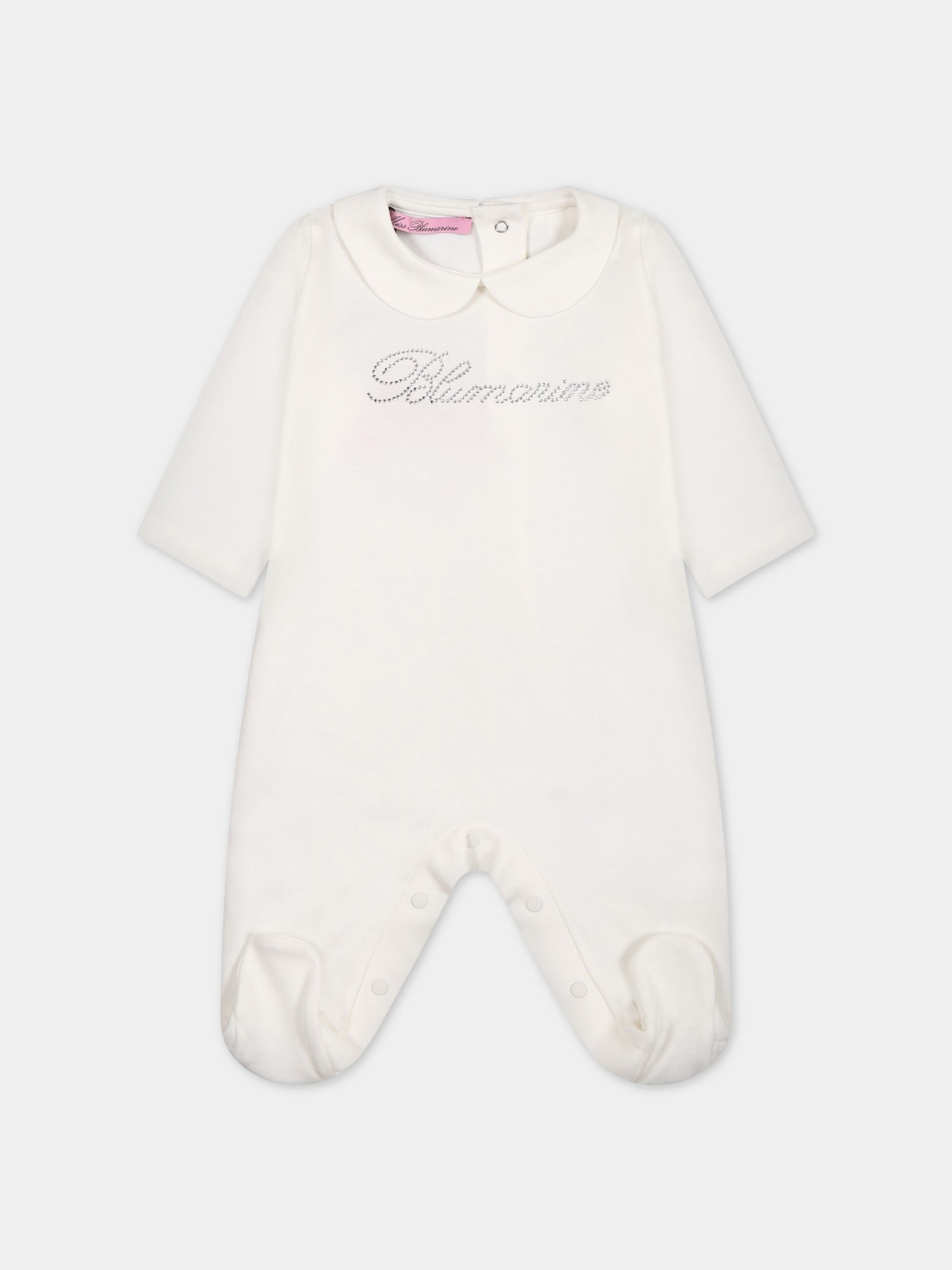 Set bianco per neonata con logo,Blumarine Baby,IA3126J6050 10602