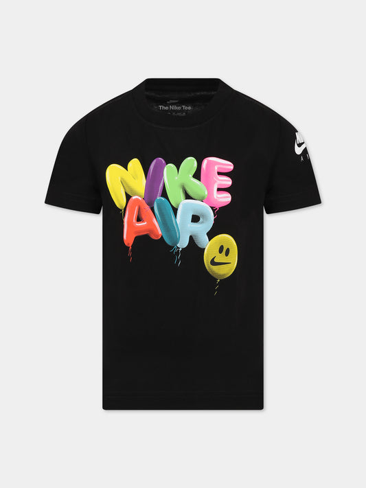 T-shirt nera per bambino con logo,Nike,86K947 023